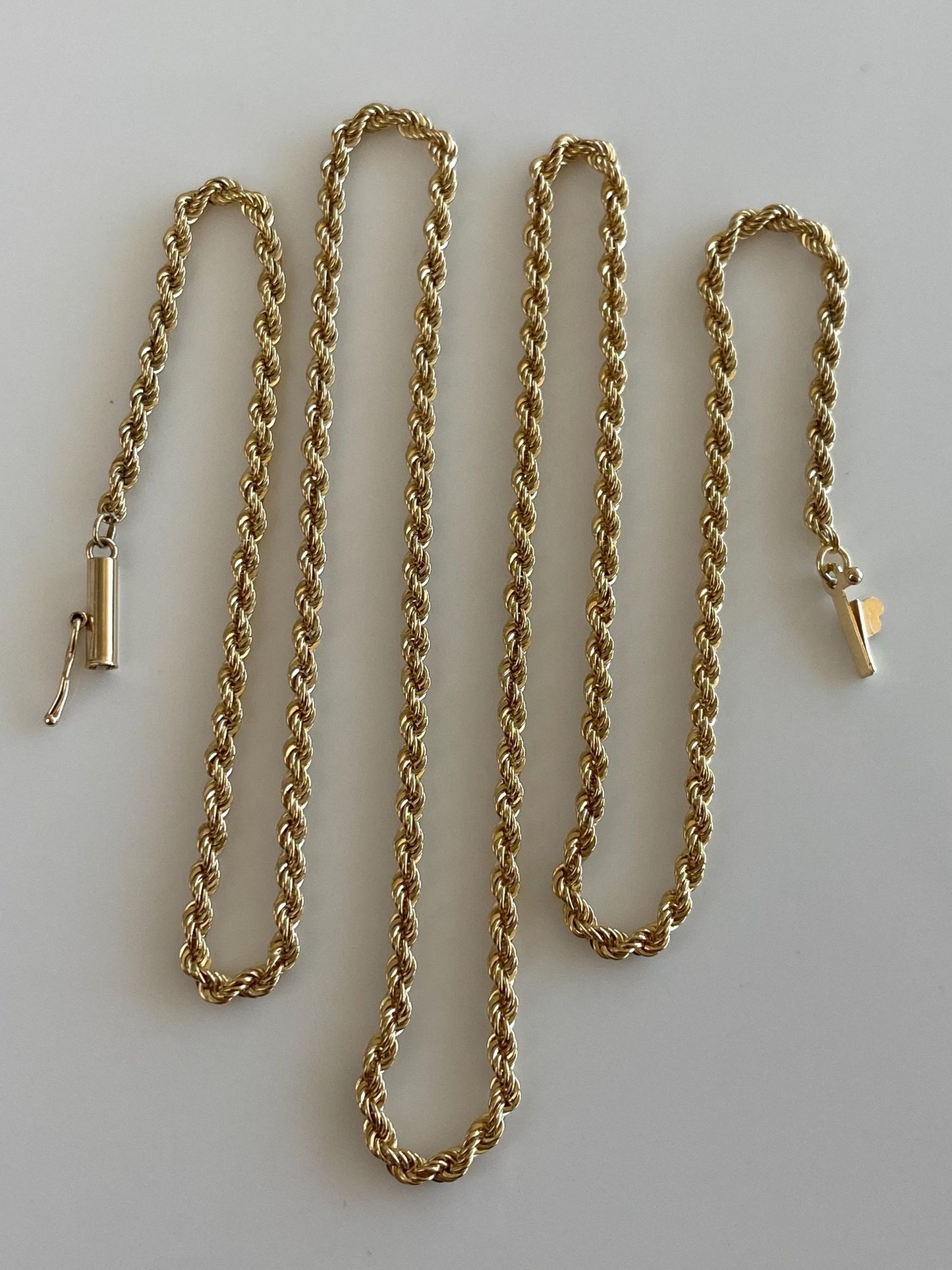 Vintage Solid 14k Yellow Gold Rope Chain Necklace - 20 inches