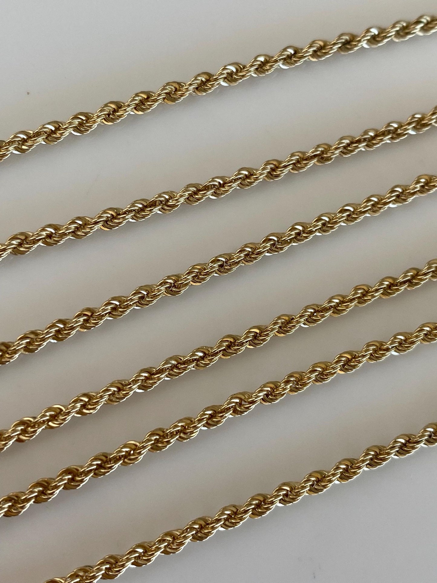 Vintage Solid 14k Yellow Gold Rope Chain Necklace - 20 inches