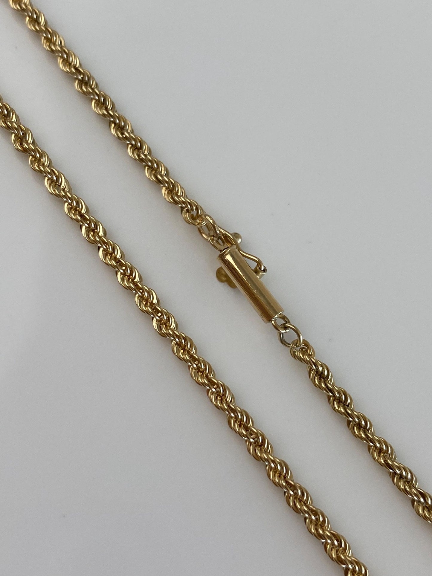 Vintage Solid 14k Yellow Gold Rope Chain Necklace - 20 inches