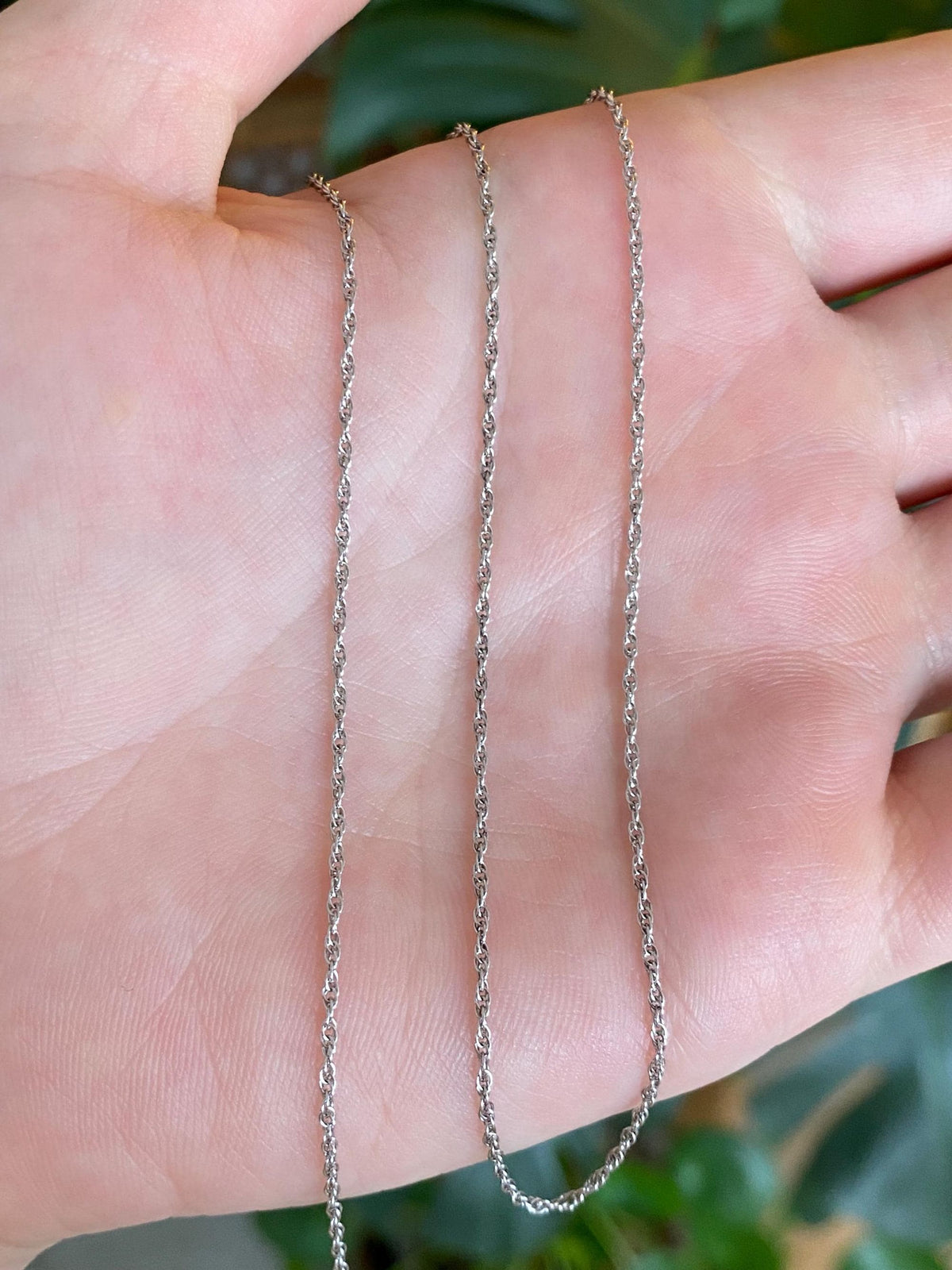Vintage Solid 14k White Gold Chain Necklace - 18 inches