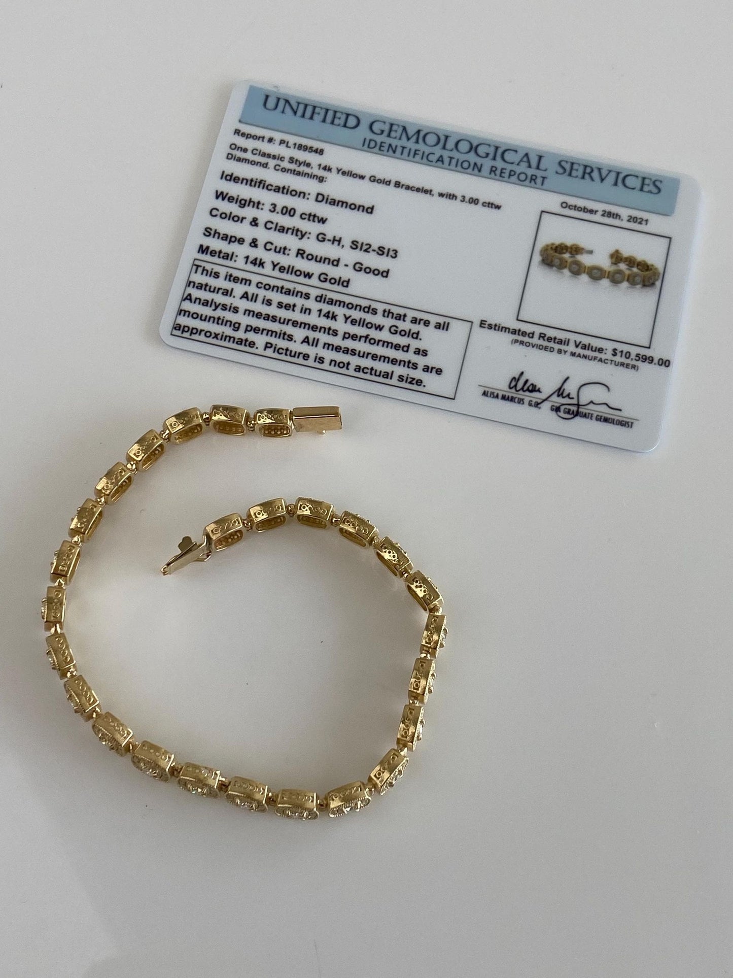 Vintage Solid 14k Yellow Gold Diamond Halo Diamond Link Bracelet - 7.75 Inches