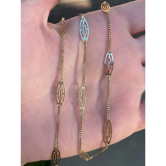 Solid 14k Yellow Gold Long Station Chain Necklace - 30.25 inches