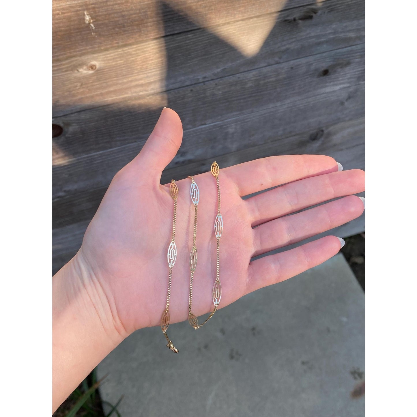 Solid 14k Yellow Gold Long Station Chain Necklace - 30.25 inches