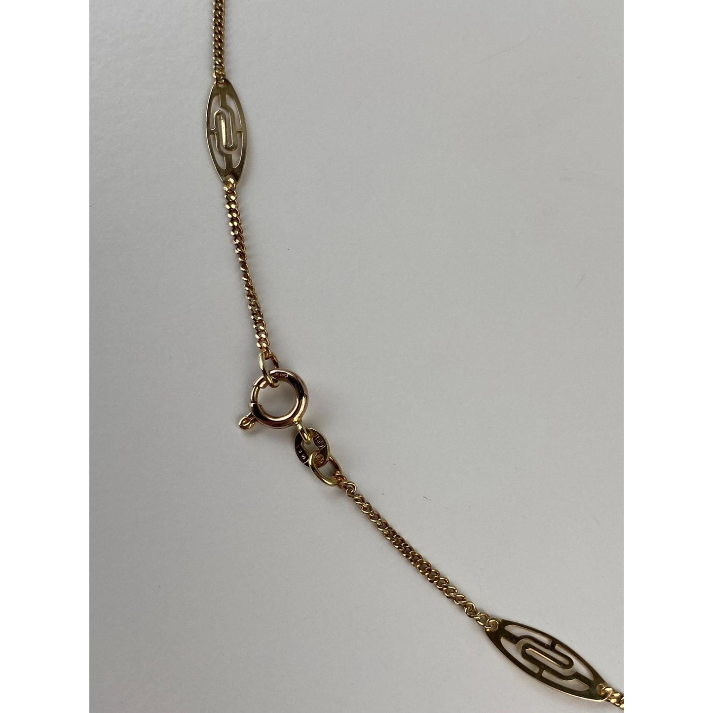 Solid 14k Yellow Gold Long Station Chain Necklace - 30.25 inches