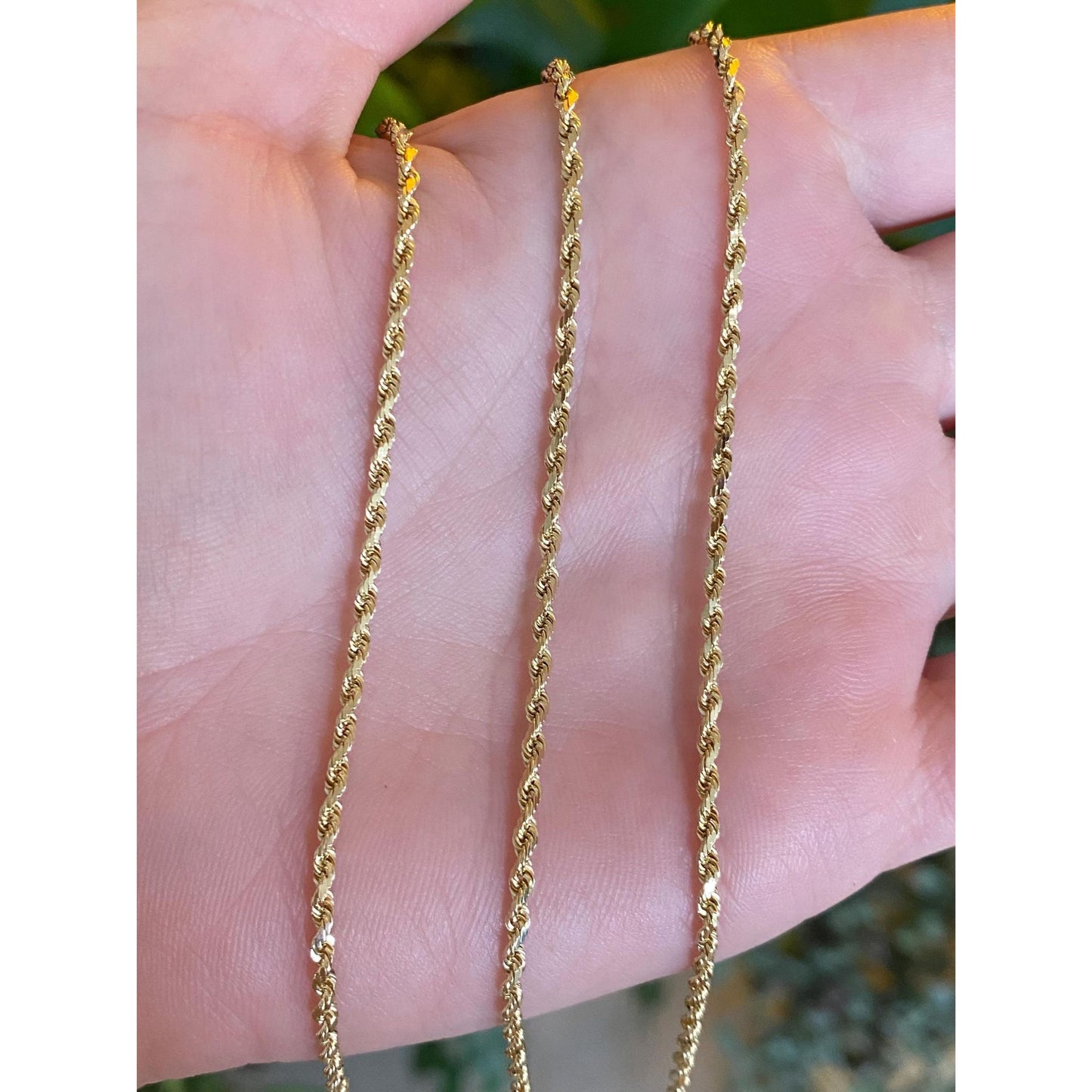 Vintage Solid 14k Yellow Gold Long Slim Rope Chain Necklace - 30.25 inches