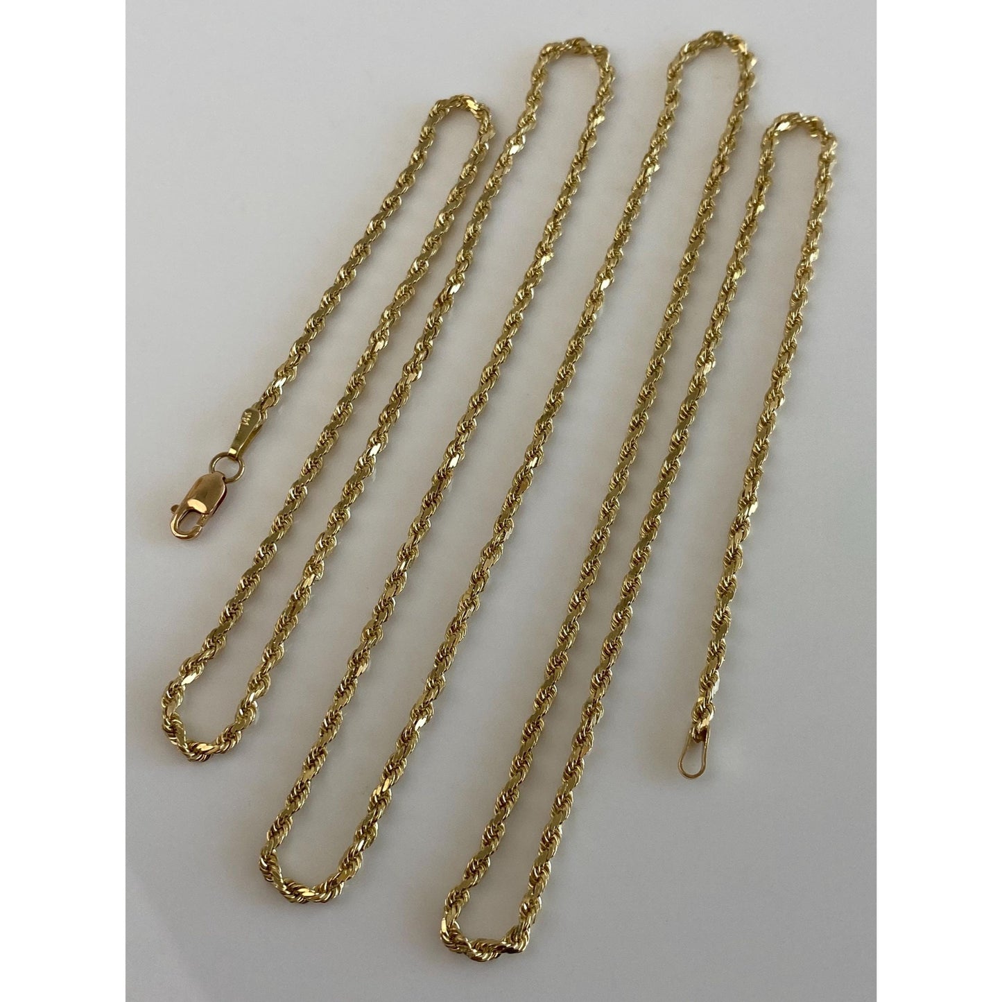 Vintage Solid 14k Yellow Gold Long Slim Rope Chain Necklace - 30.25 inches