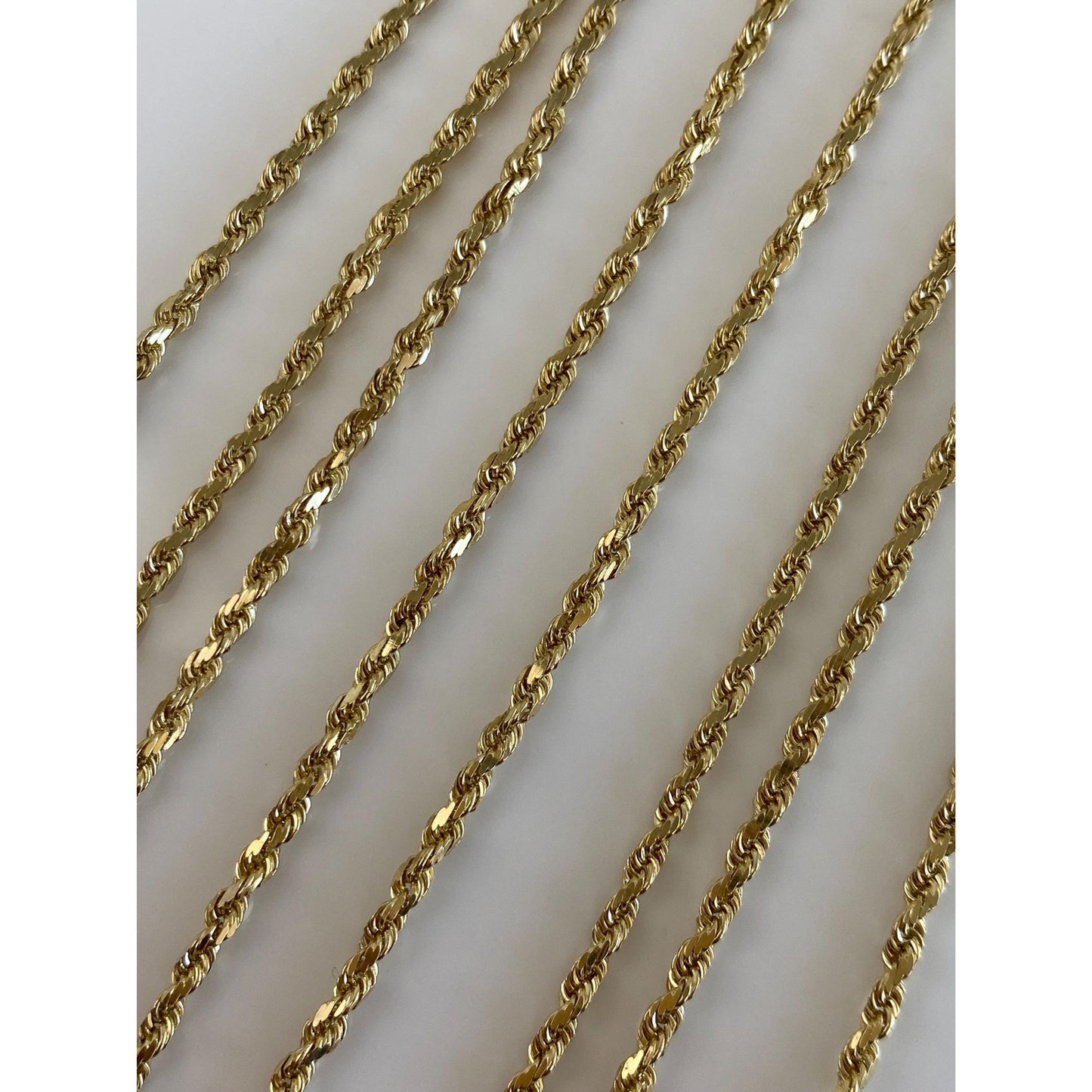 Vintage Solid 14k Yellow Gold Long Slim Rope Chain Necklace - 30.25 inches