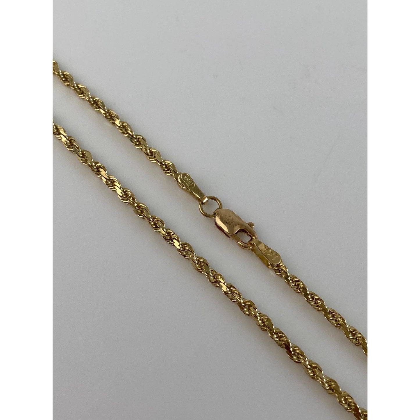 Vintage Solid 14k Yellow Gold Long Slim Rope Chain Necklace - 30.25 inches
