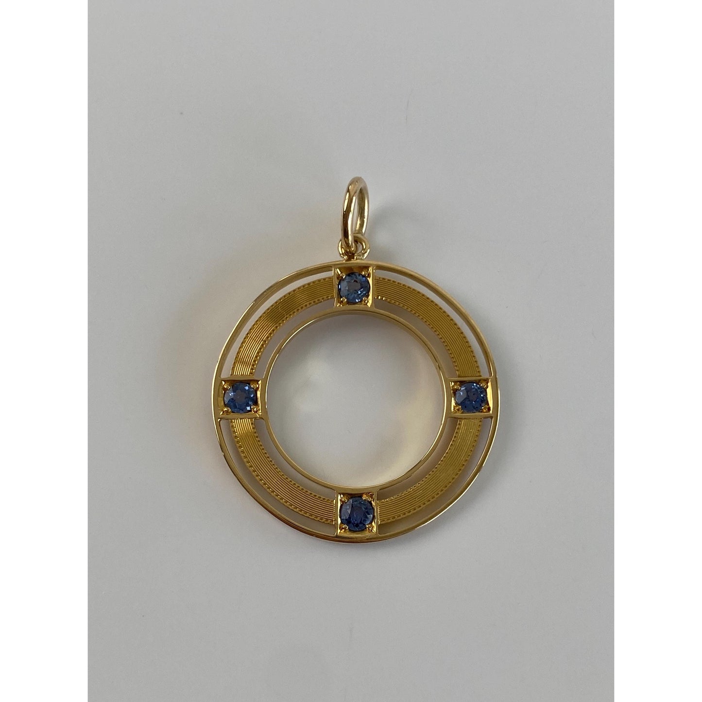 Solid 14k Yellow Gold Topaz Circle Charm
