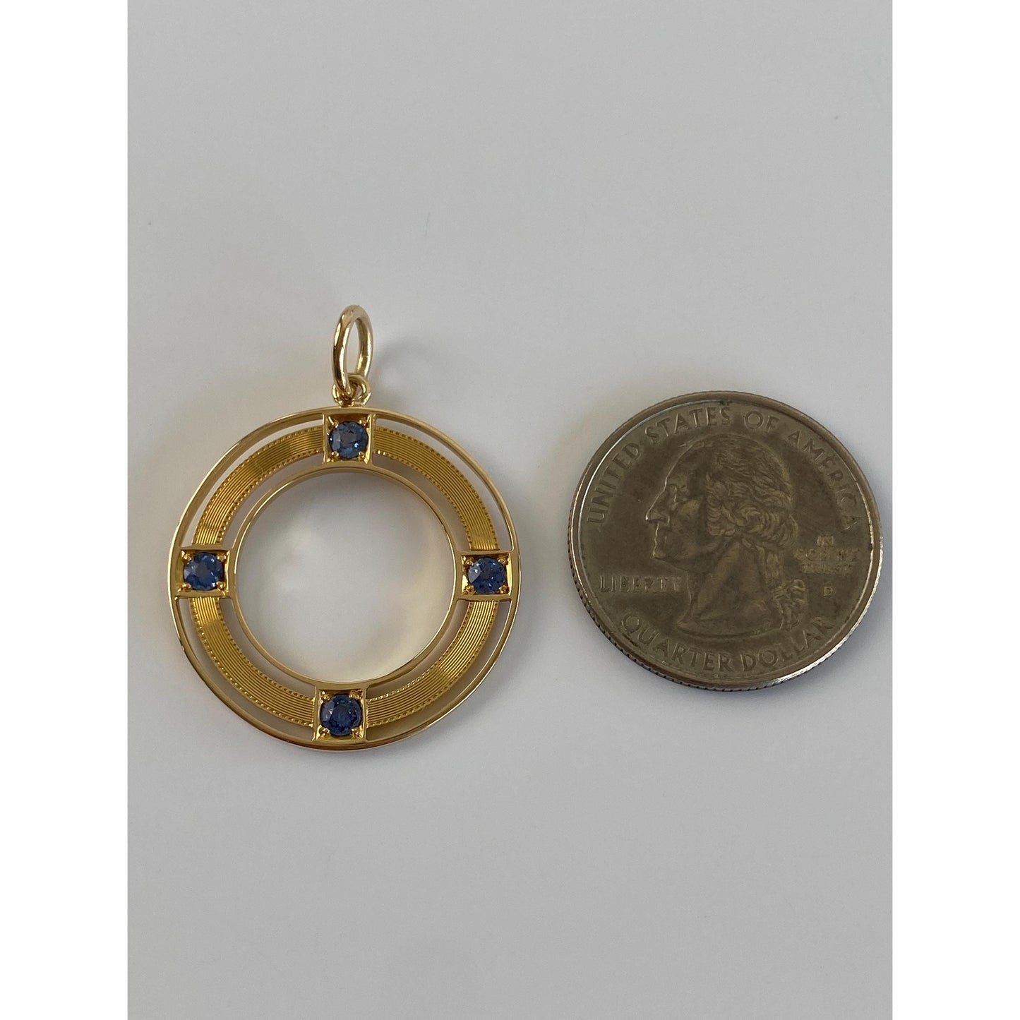 Solid 14k Yellow Gold Topaz Circle Charm