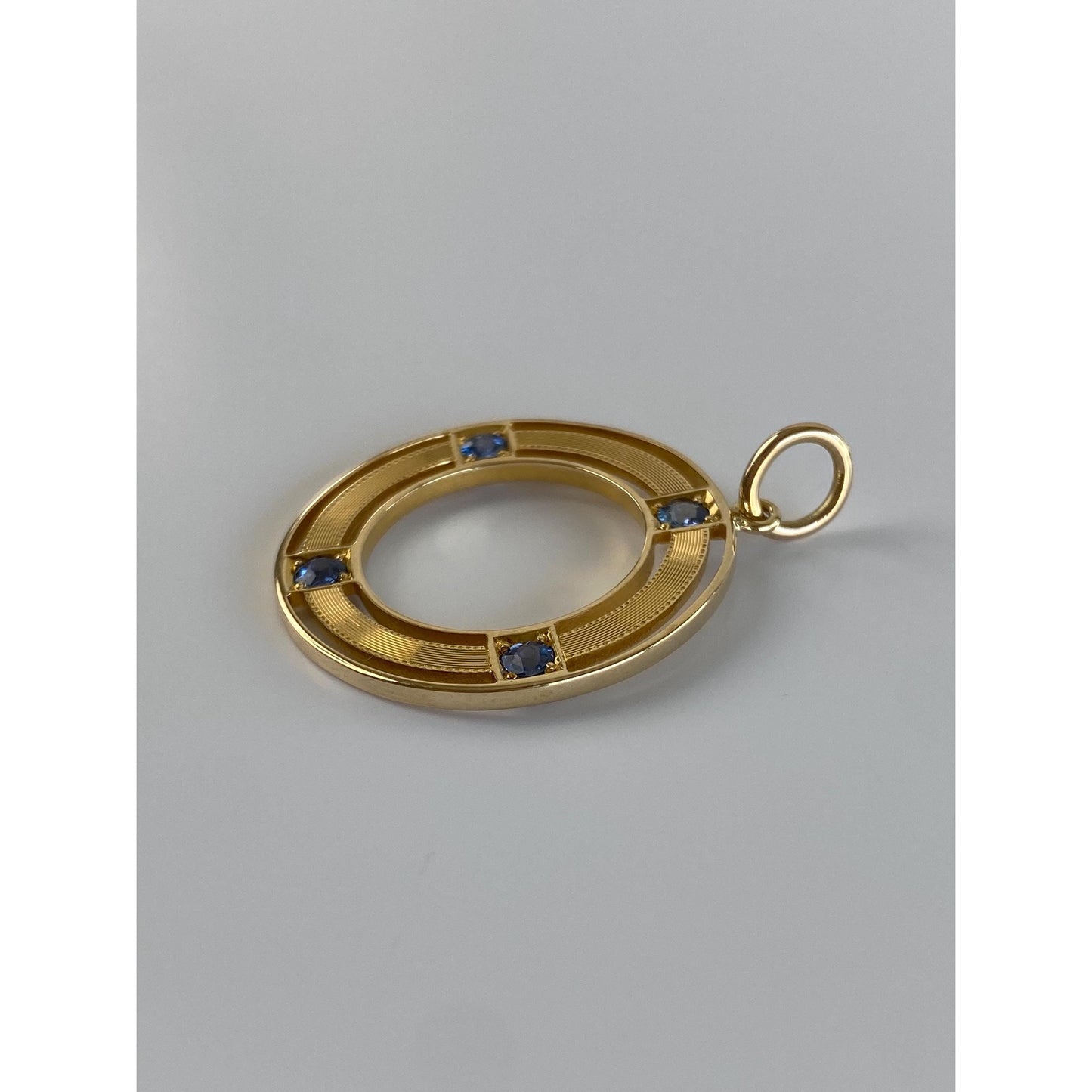 Solid 14k Yellow Gold Topaz Circle Charm