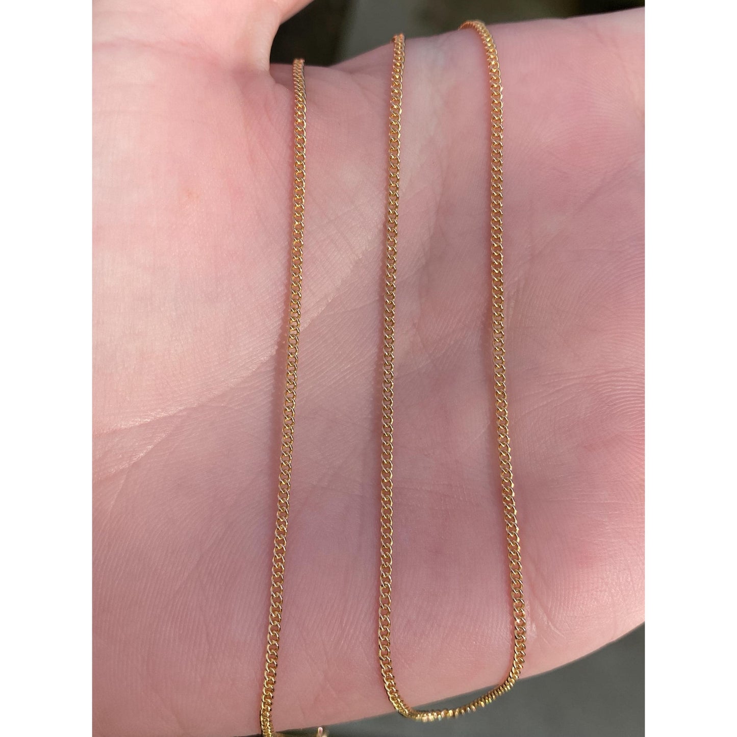 Vintage Solid 10k Yellow Gold Curb Chain Necklace - 15.75 inches