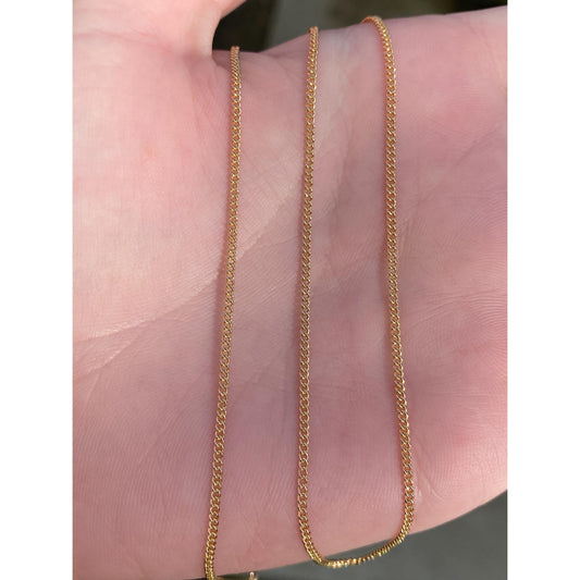 Vintage Solid 10k Yellow Gold Curb Chain Necklace - 15.75 inches