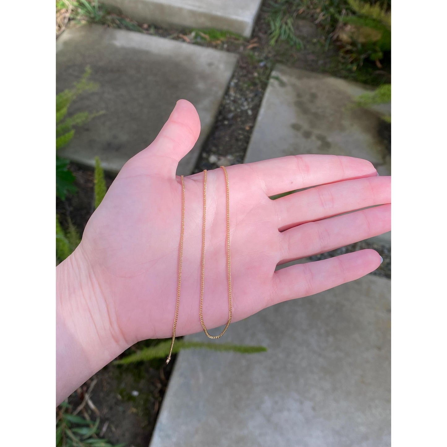 Vintage Solid 10k Yellow Gold Curb Chain Necklace - 15.75 inches