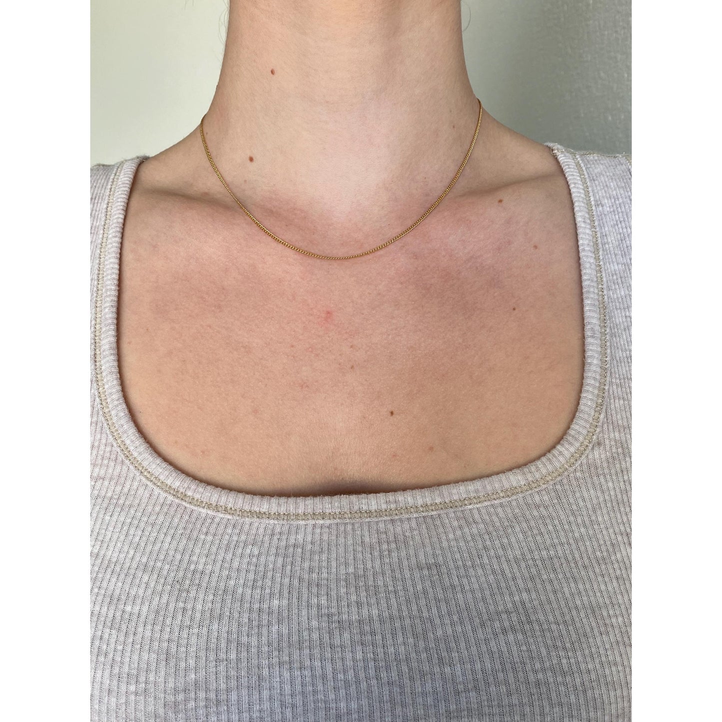 Vintage Solid 10k Yellow Gold Curb Chain Necklace - 15.75 inches