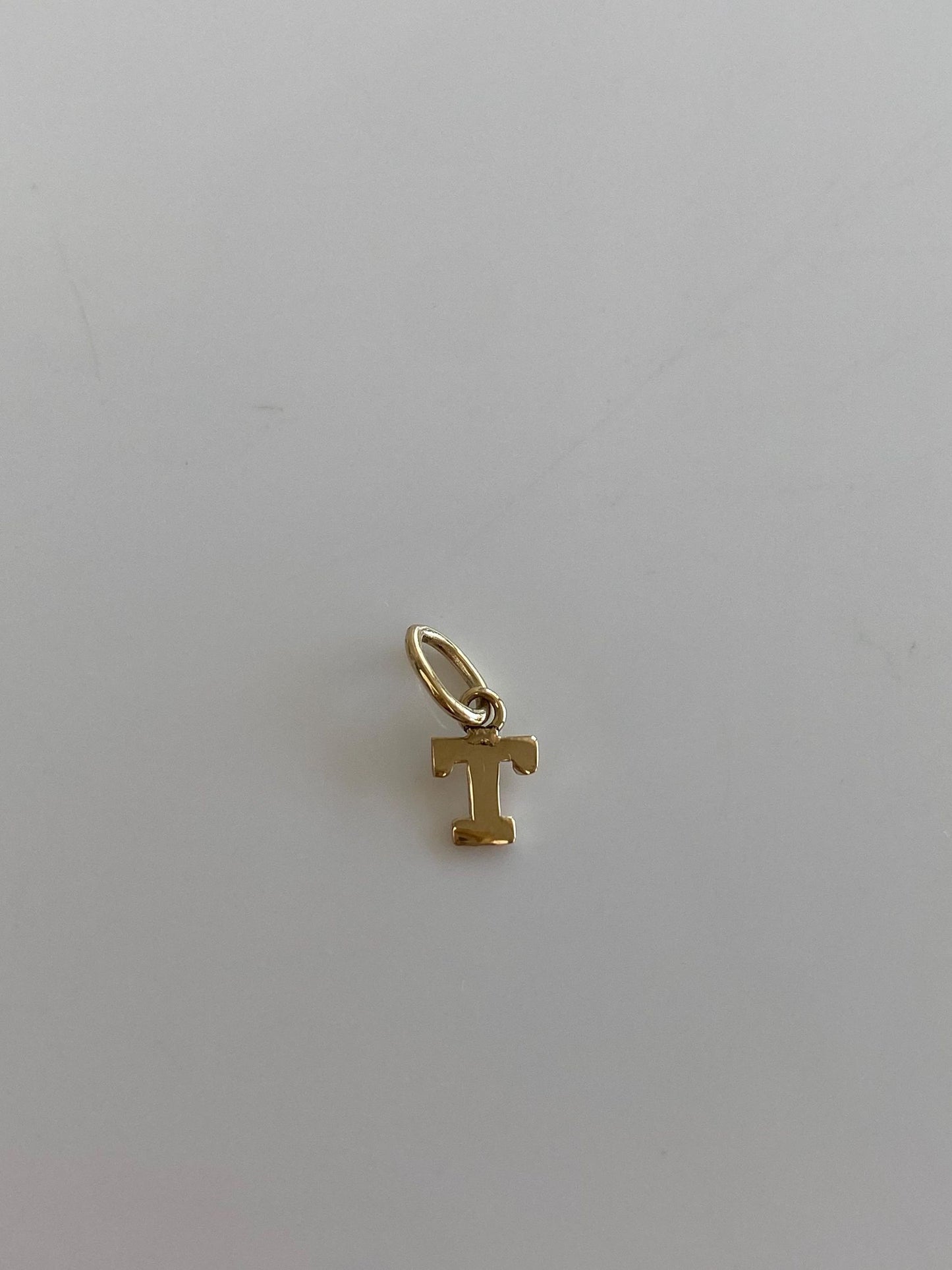 Vintage Solid 14k Yellow Gold Initial 'T' Charm