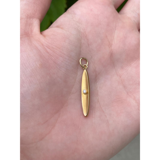 Vintage Solid 14k Yellow Gold Seed Pearl Bar Charm