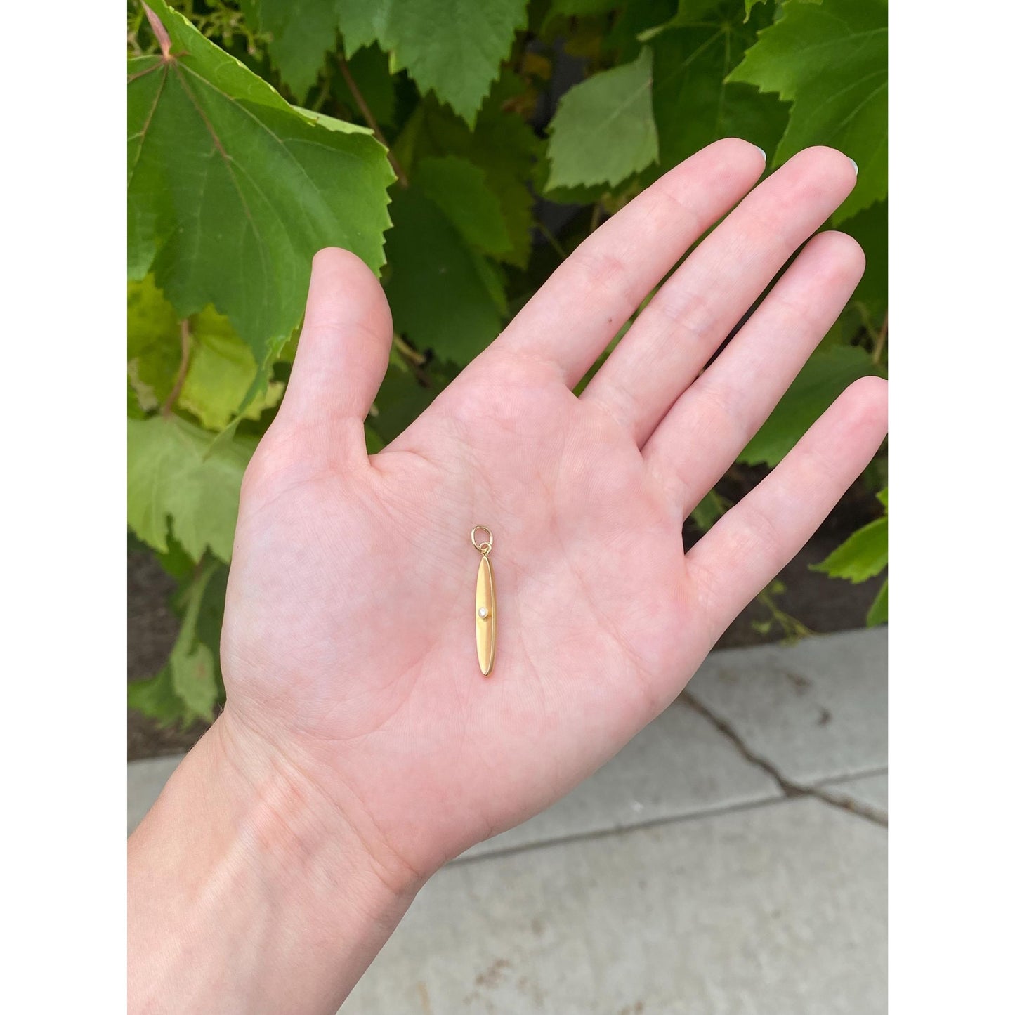 Vintage Solid 14k Yellow Gold Seed Pearl Bar Charm