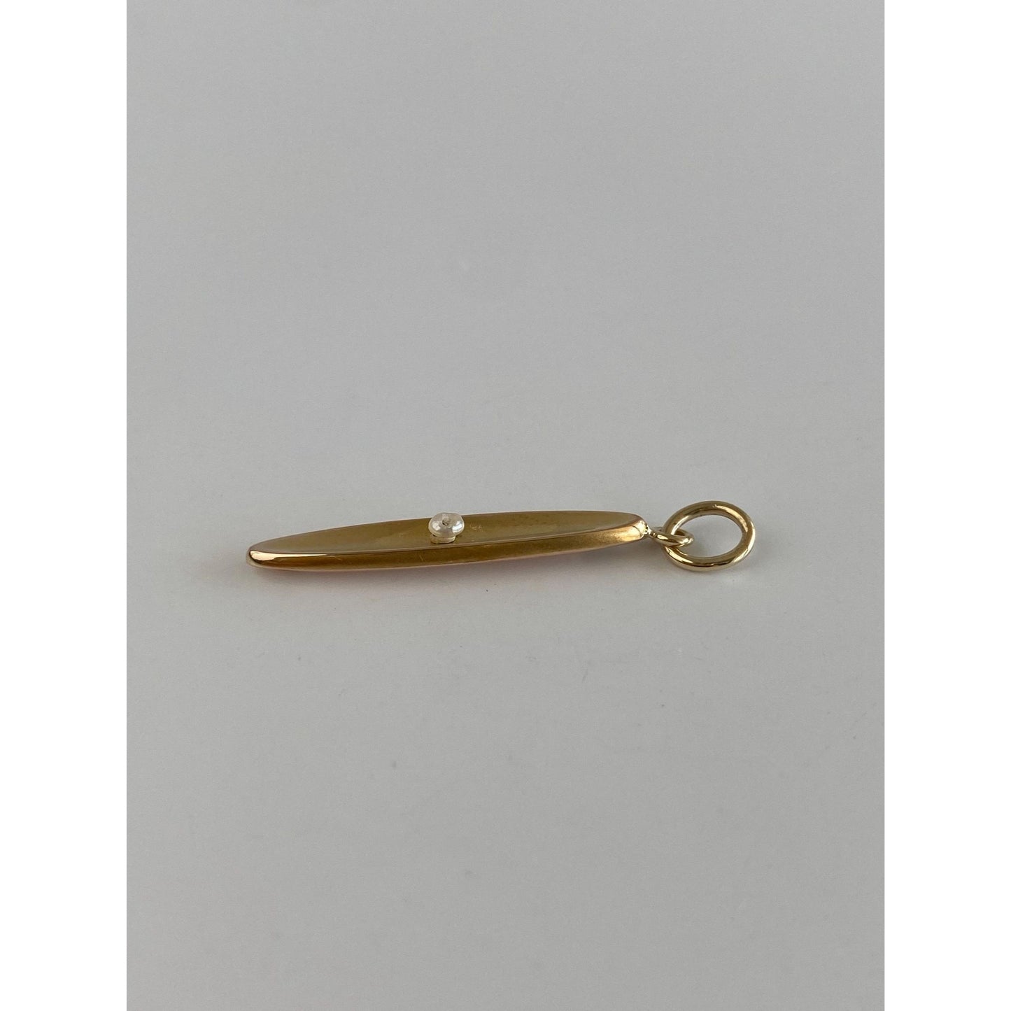 Vintage Solid 14k Yellow Gold Seed Pearl Bar Charm
