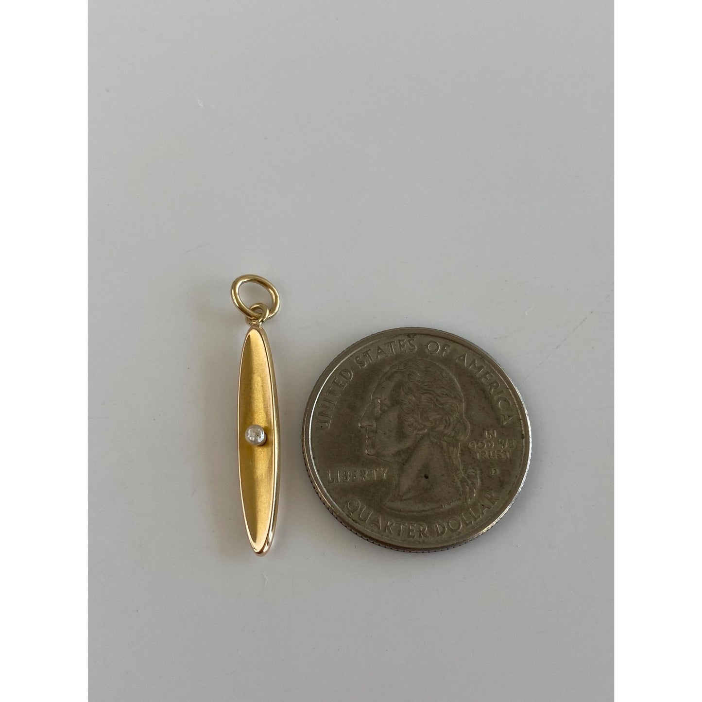 Vintage Solid 14k Yellow Gold Seed Pearl Bar Charm
