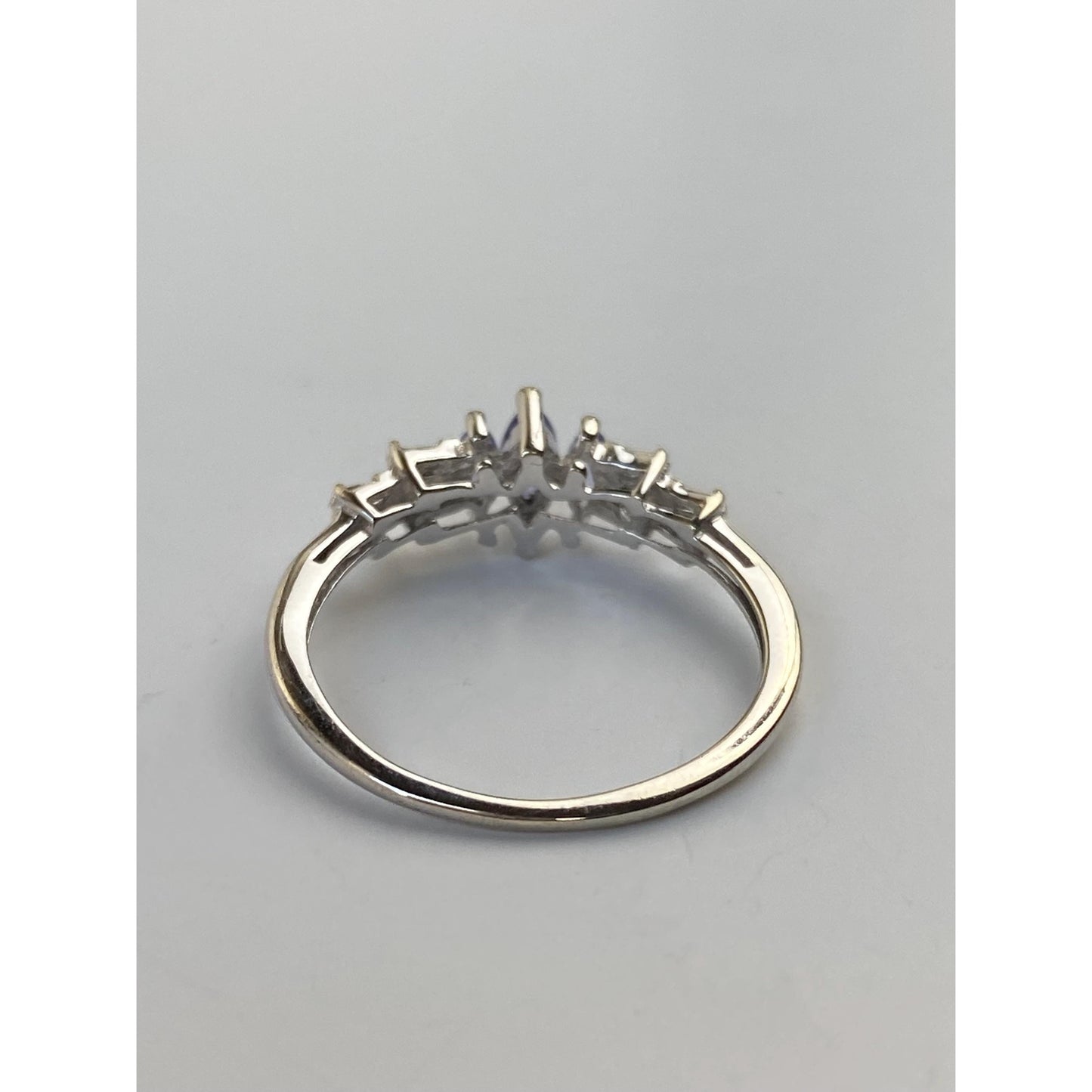 Vintage Solid 10k White Gold Lavender & Clear Cubic Zirconia Ring - Size 7