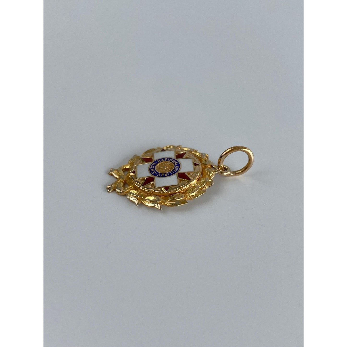 Vintage Solid 14k Yellow Gold Enamel National Auxilary Charm
