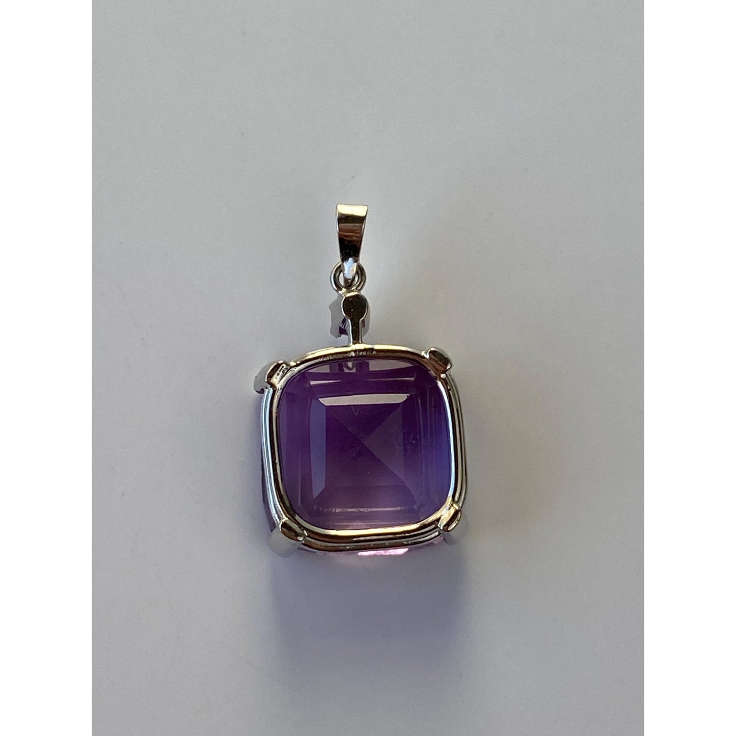 Solid 14k White Gold Amethyst Diamond Charm