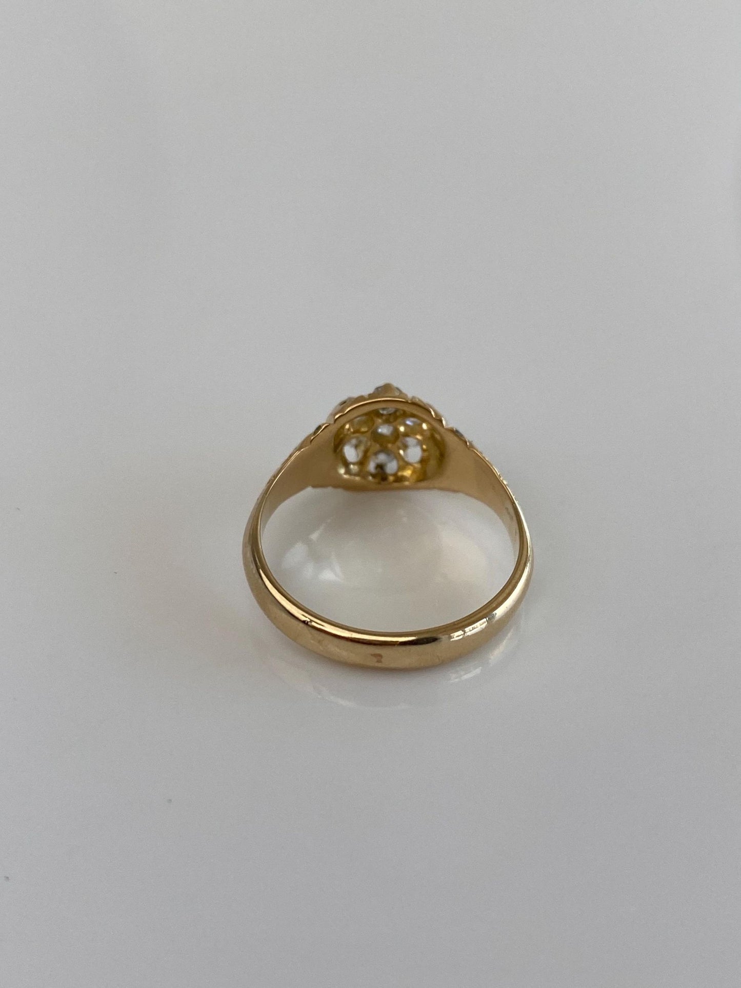 Vintage Solid 14k Yellow Gold Old Mine Cut Diamond Cluster Designed Ring - Size 5.5