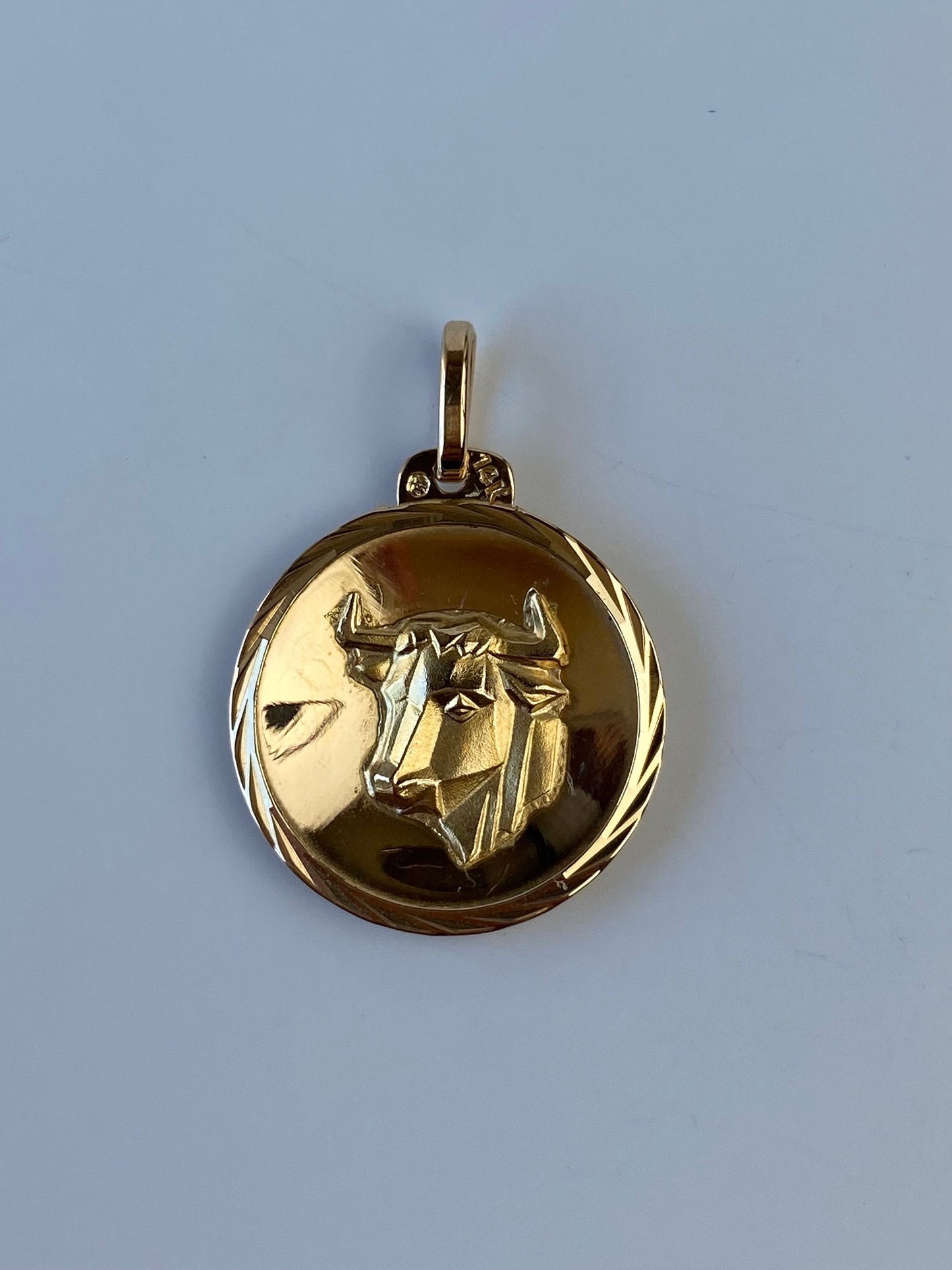 Vintage Solid 14k Yellow Gold Large Taurus Zodiac Charm