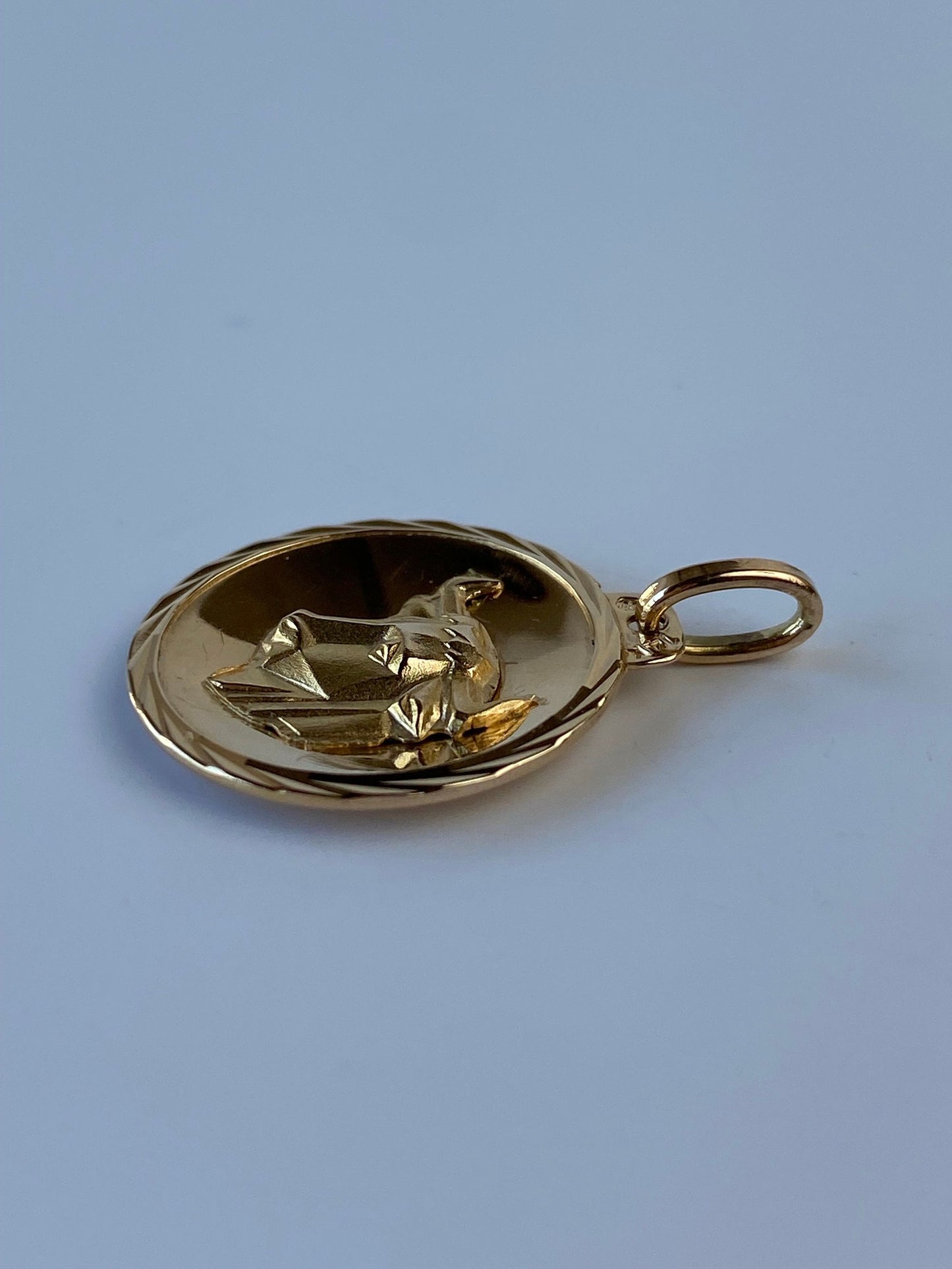 Vintage Solid 14k Yellow Gold Large Taurus Zodiac Charm