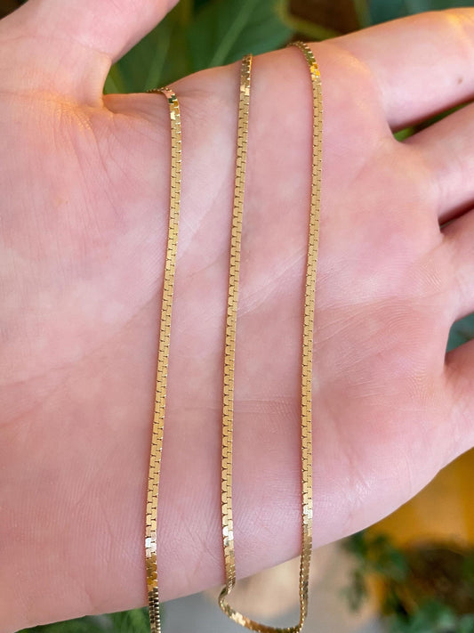 Vintage Solid 14k Yellow Gold Flat C Link Chain Necklace - 18 inches