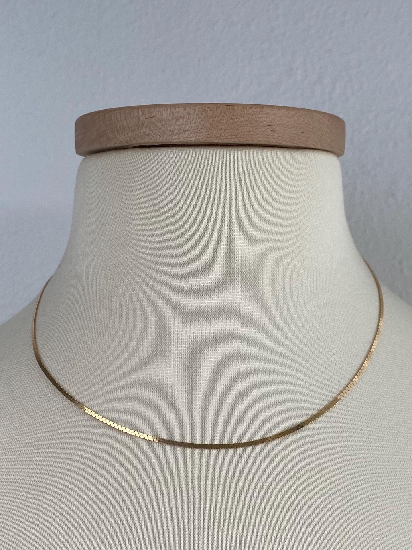 Vintage Solid 14k Yellow Gold Flat C Link Chain Necklace - 18 inches