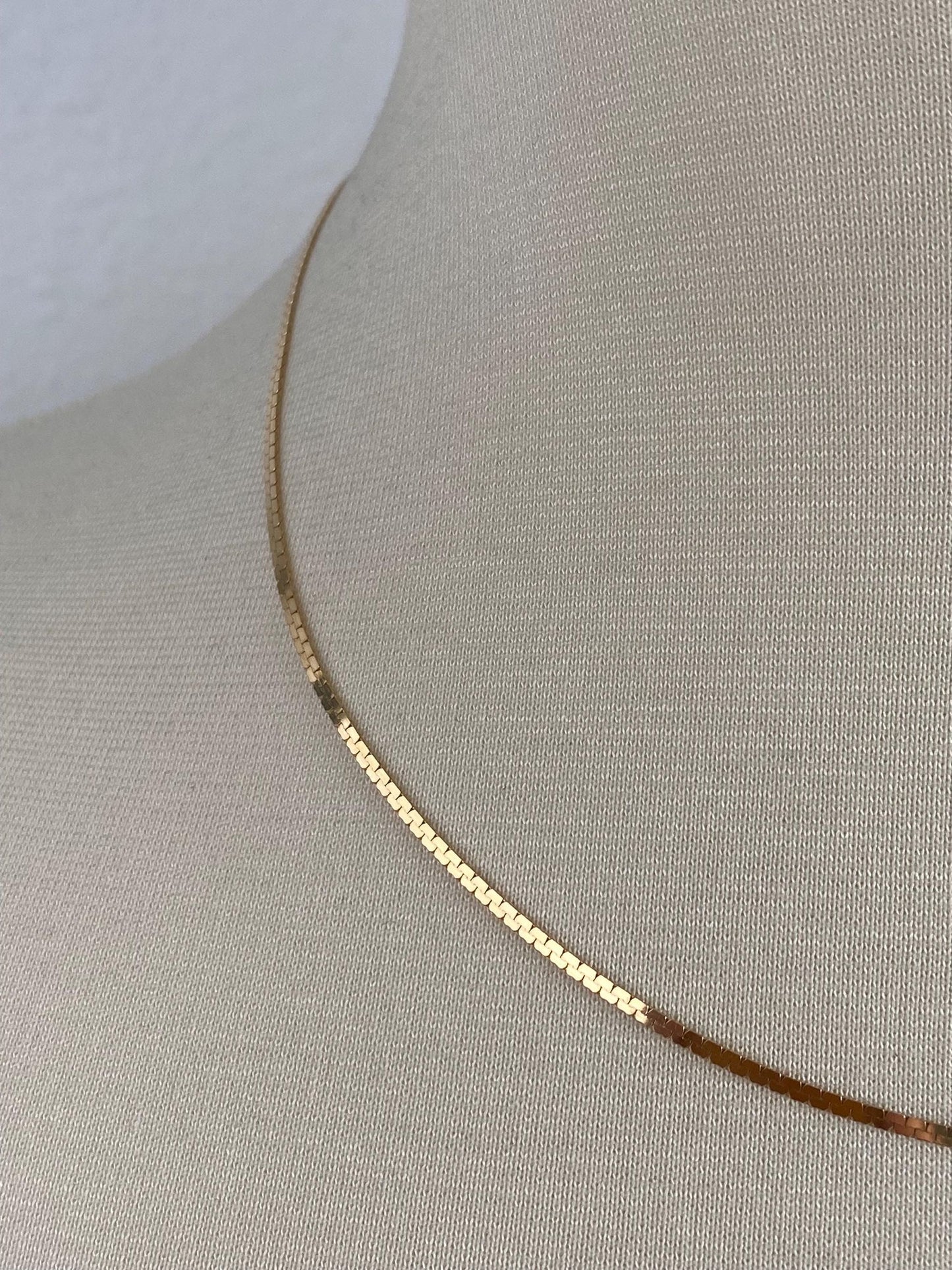 Vintage Solid 14k Yellow Gold Flat C Link Chain Necklace - 18 inches