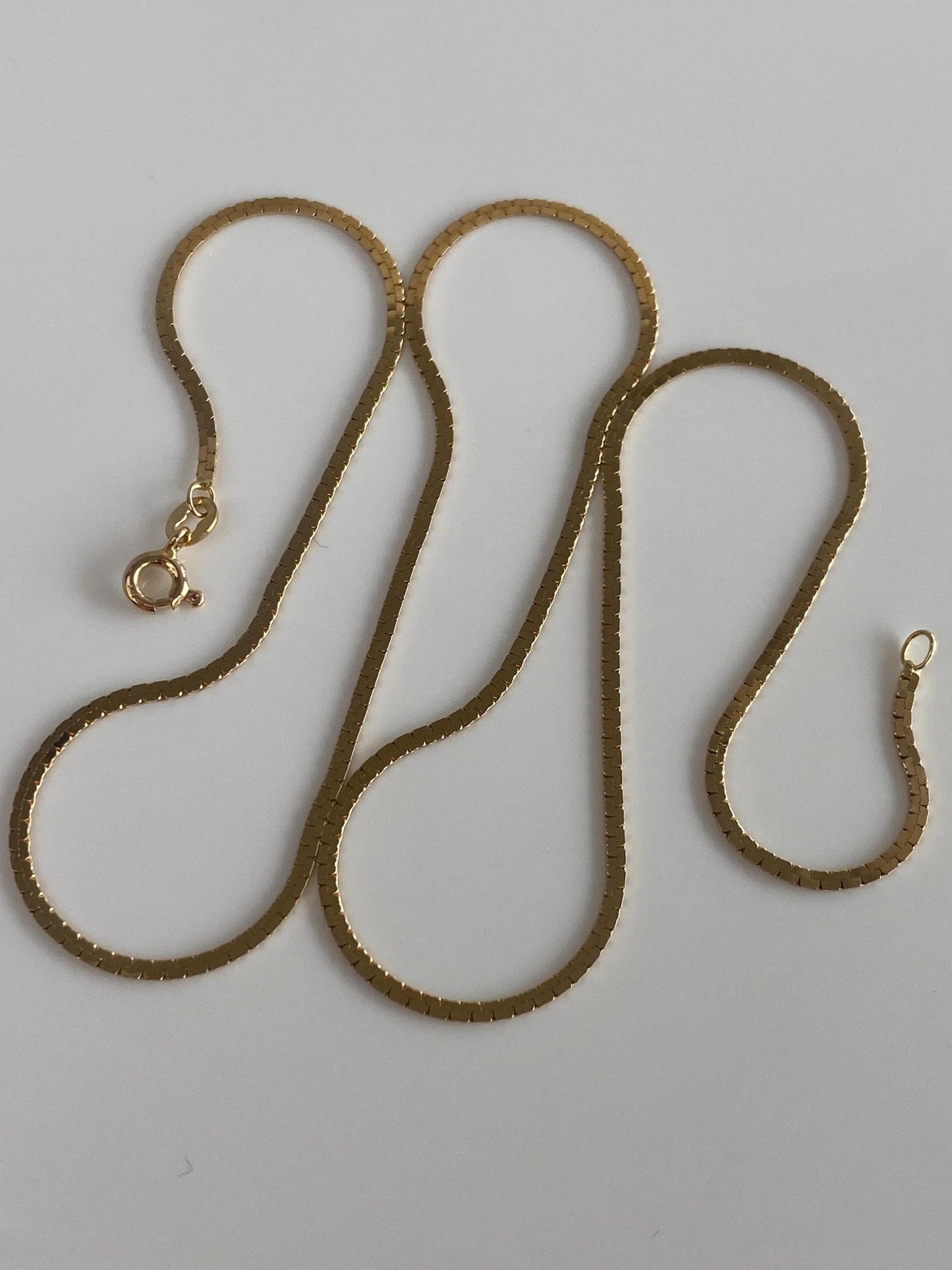 Vintage Solid 14k Yellow Gold Flat C Link Chain Necklace - 18 inches