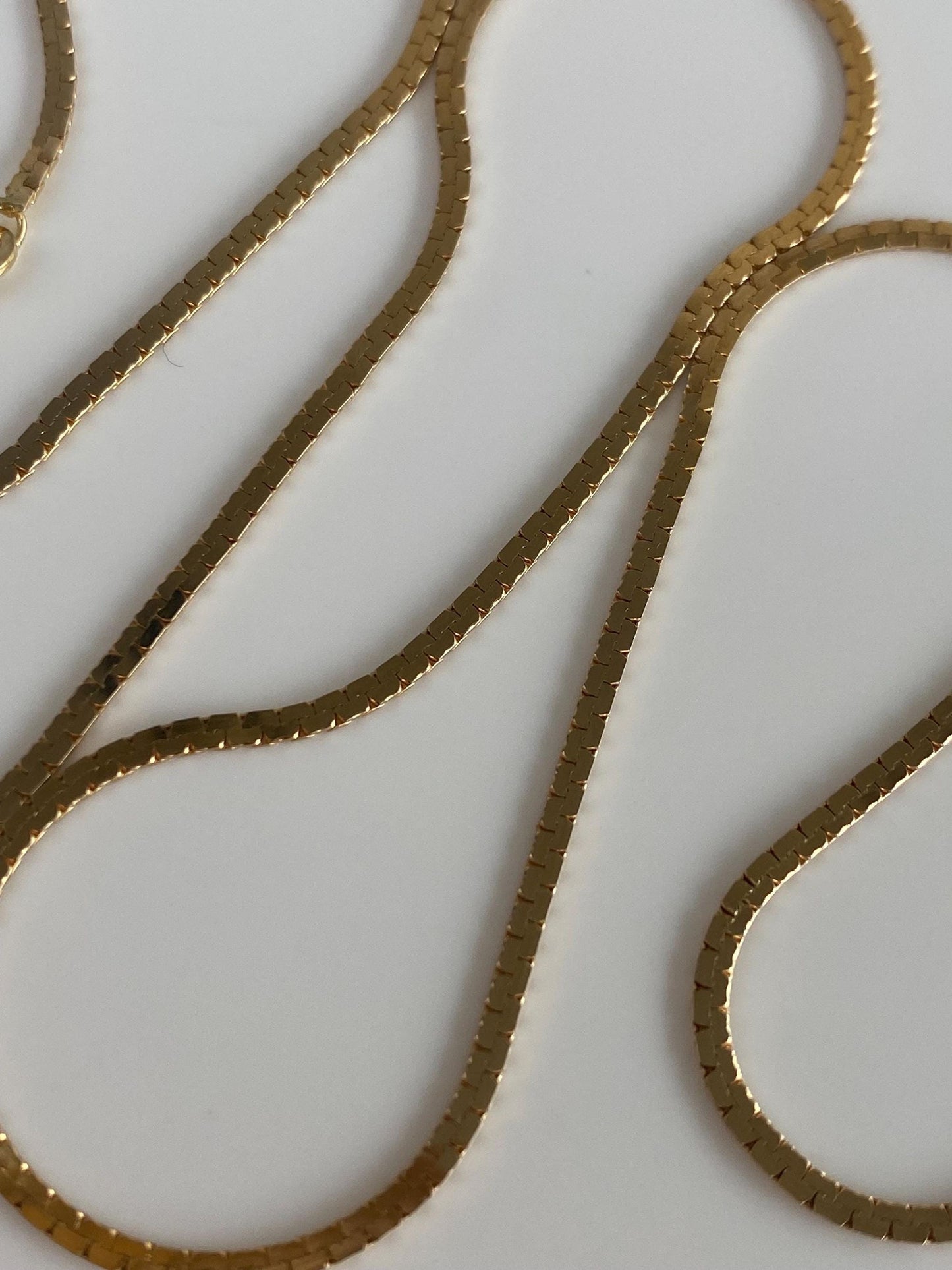 Vintage Solid 14k Yellow Gold Flat C Link Chain Necklace - 18 inches