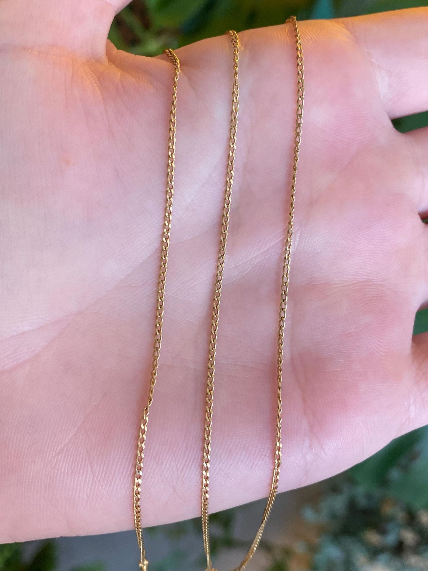 Vintage Solid 14k Yellow Gold Elongated Curb Chain Necklace - 21.75 inches