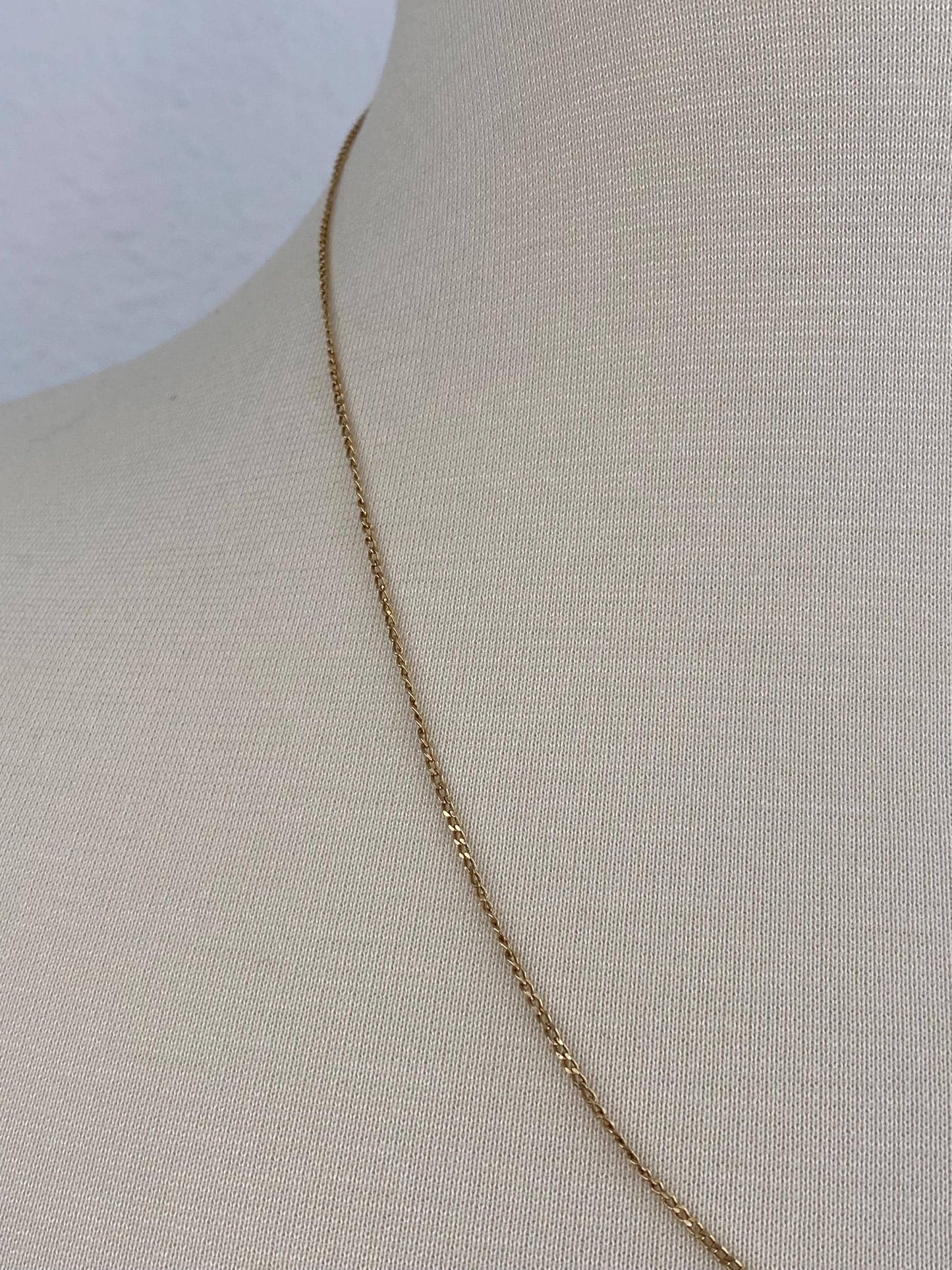 Vintage Solid 14k Yellow Gold Elongated Curb Chain Necklace - 21.75 inches