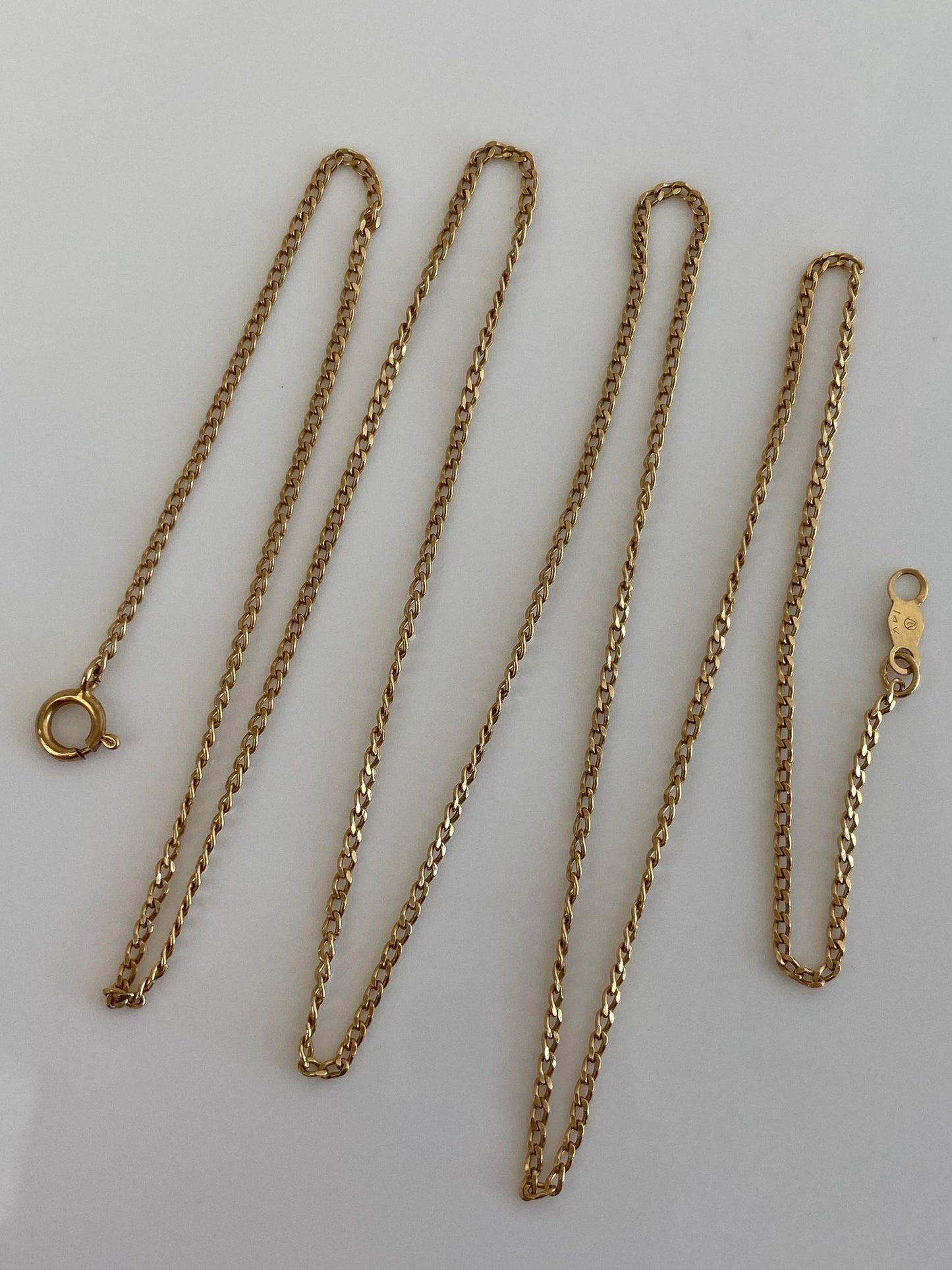 Vintage Solid 14k Yellow Gold Elongated Curb Chain Necklace - 21.75 inches