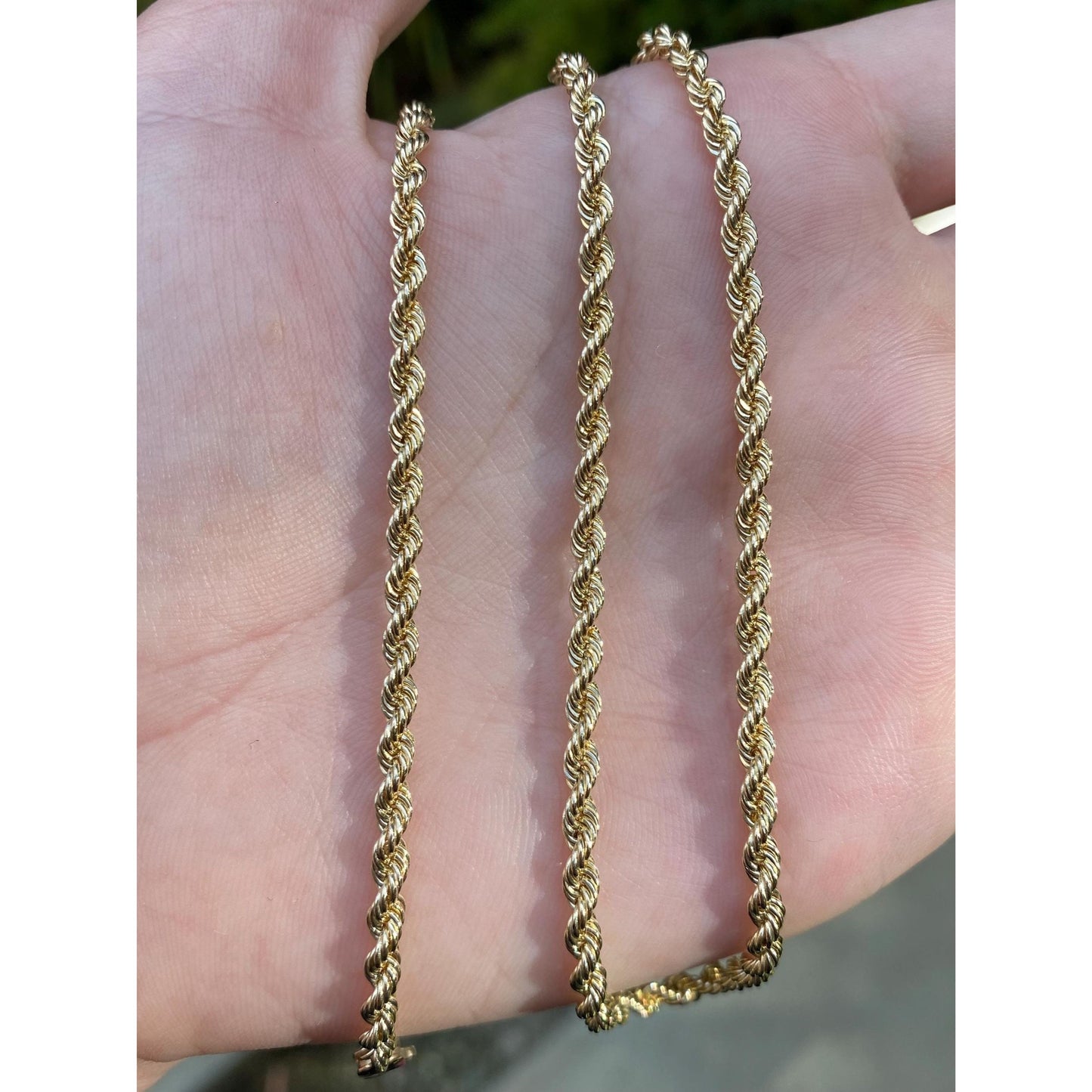 Vintage Solid 14k Yellow Gold Rope Chain Necklace - 18 inches