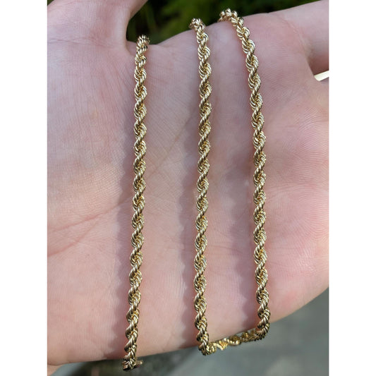 Vintage Solid 14k Yellow Gold Rope Chain Necklace - 18 inches