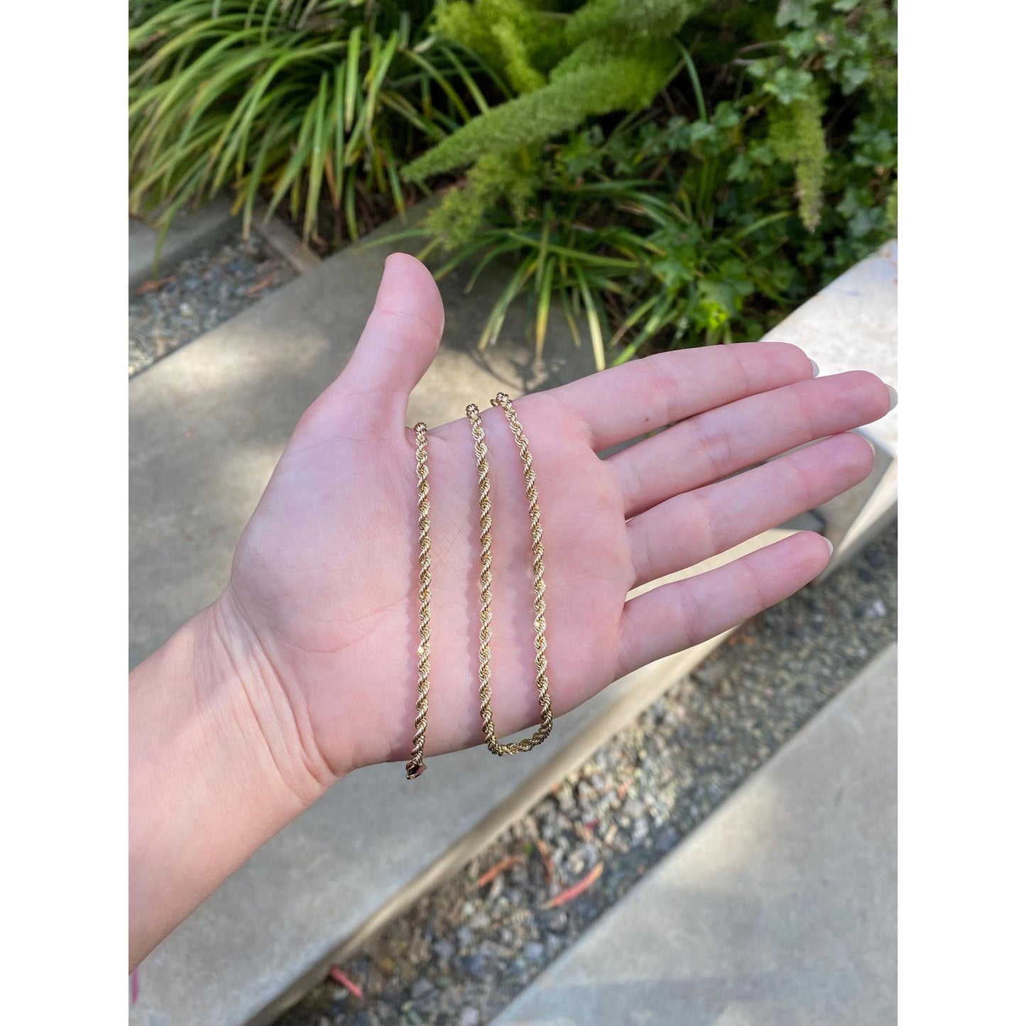 Vintage Solid 14k Yellow Gold Rope Chain Necklace - 18 inches