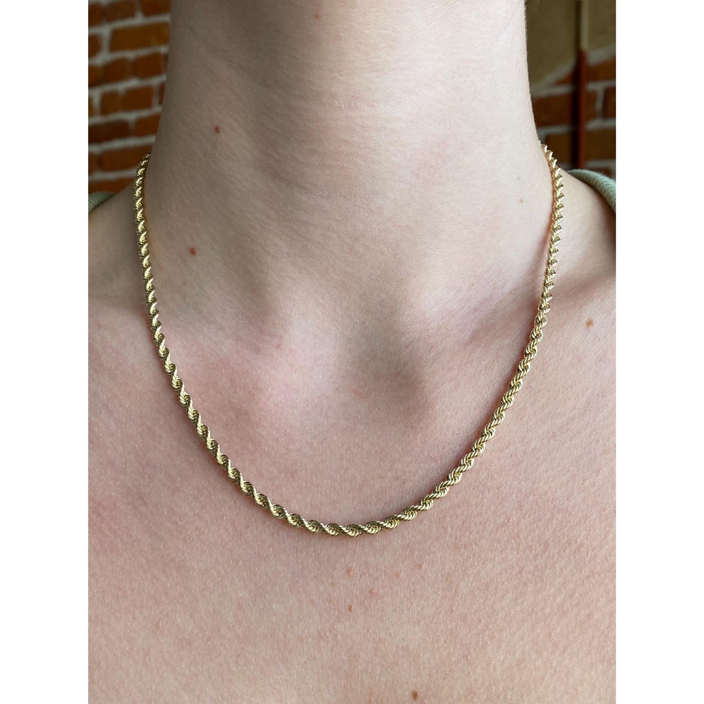 Vintage Solid 14k Yellow Gold Rope Chain Necklace - 18 inches