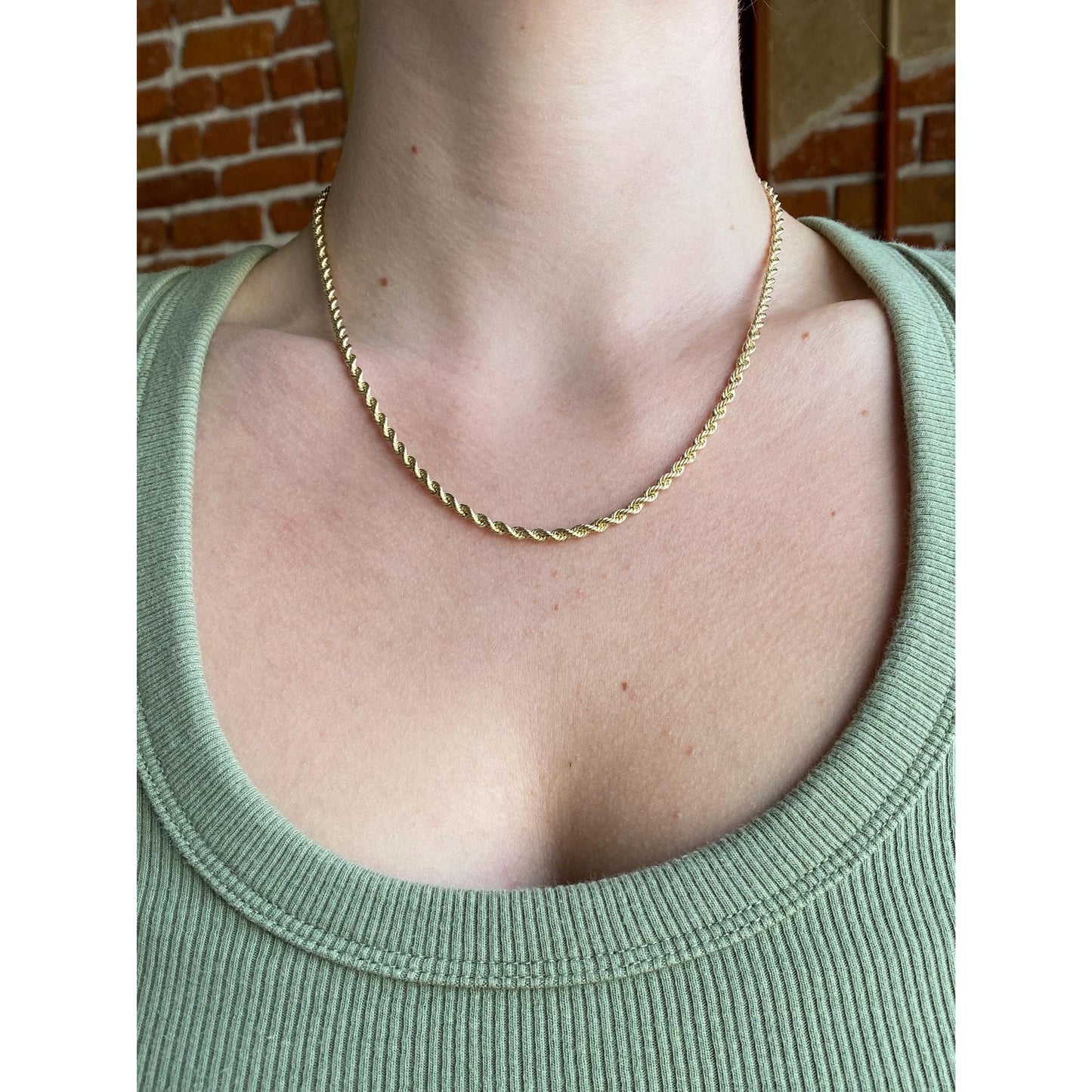 Vintage Solid 14k Yellow Gold Rope Chain Necklace - 18 inches