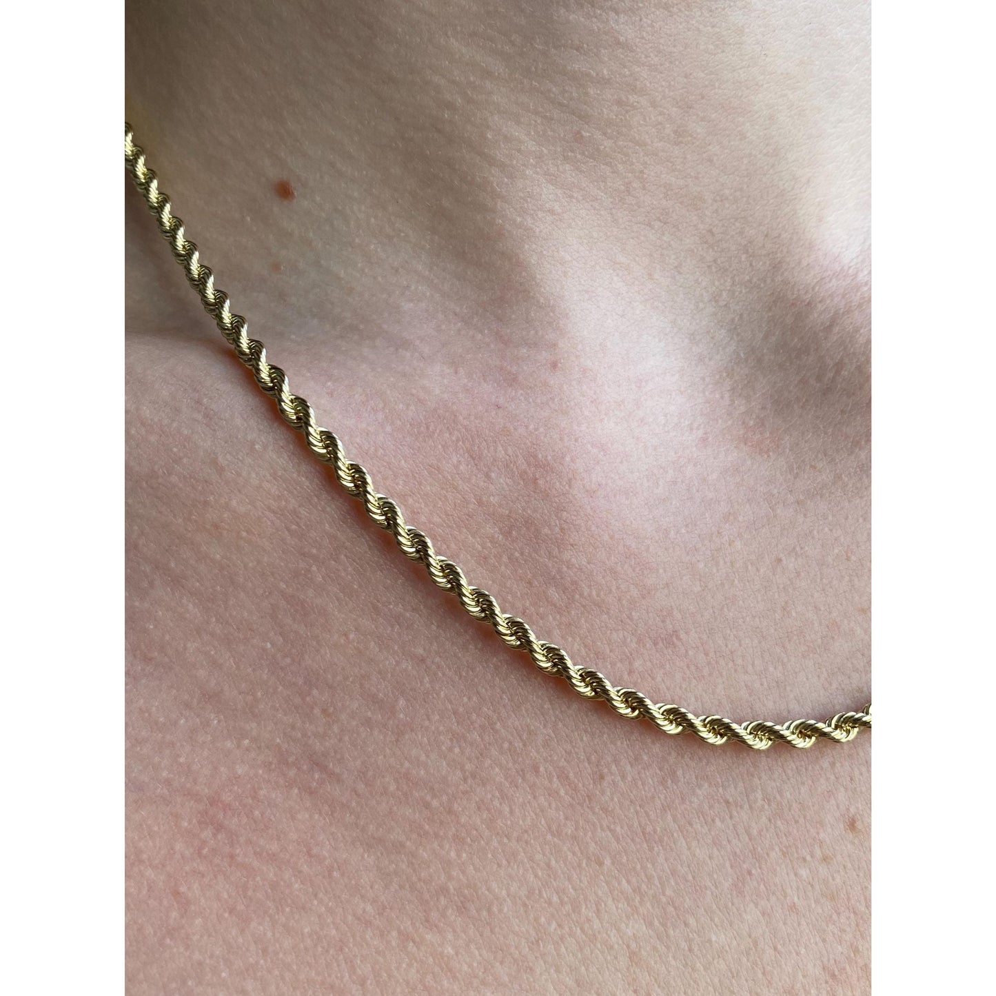 Vintage Solid 14k Yellow Gold Rope Chain Necklace - 18 inches