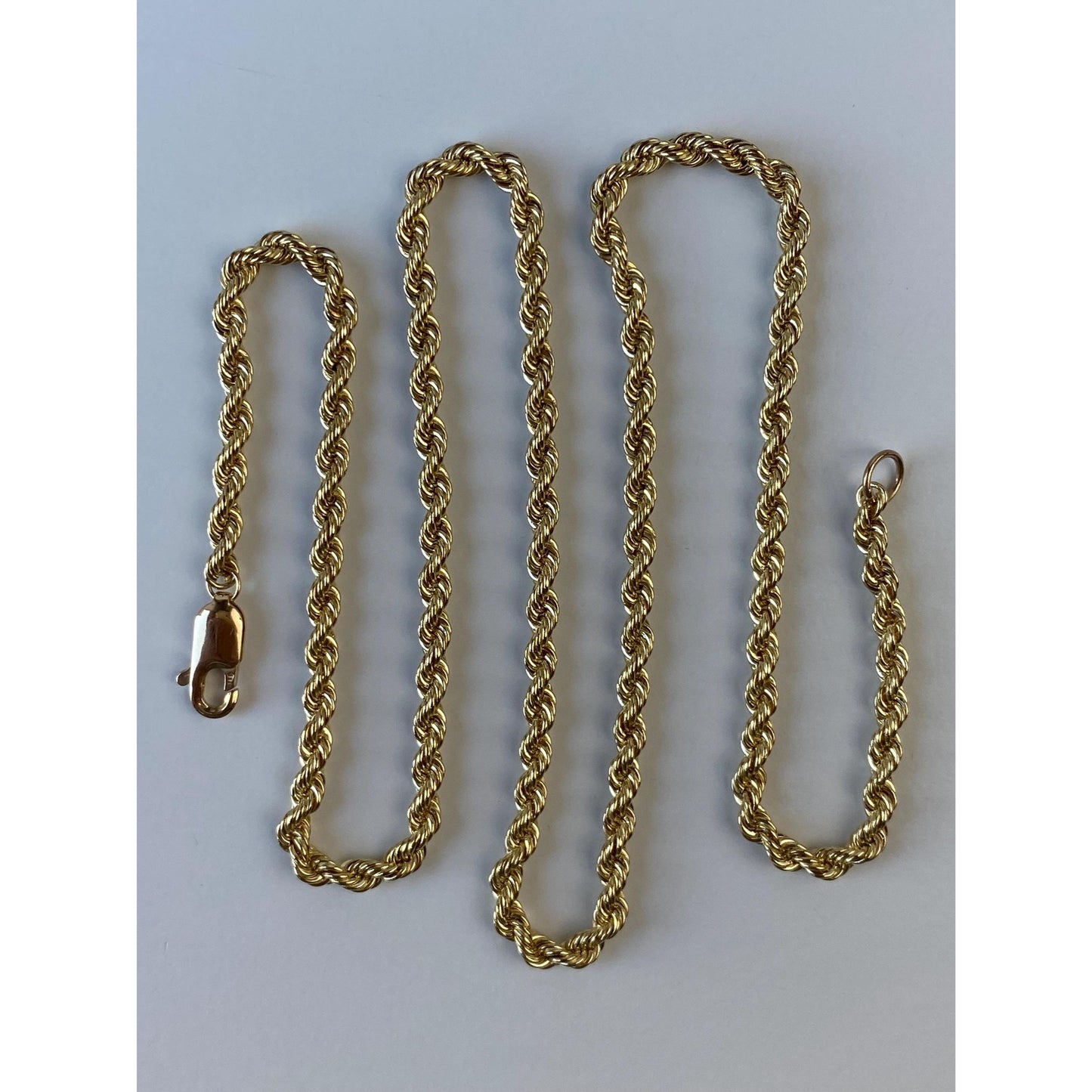 Vintage Solid 14k Yellow Gold Rope Chain Necklace - 18 inches