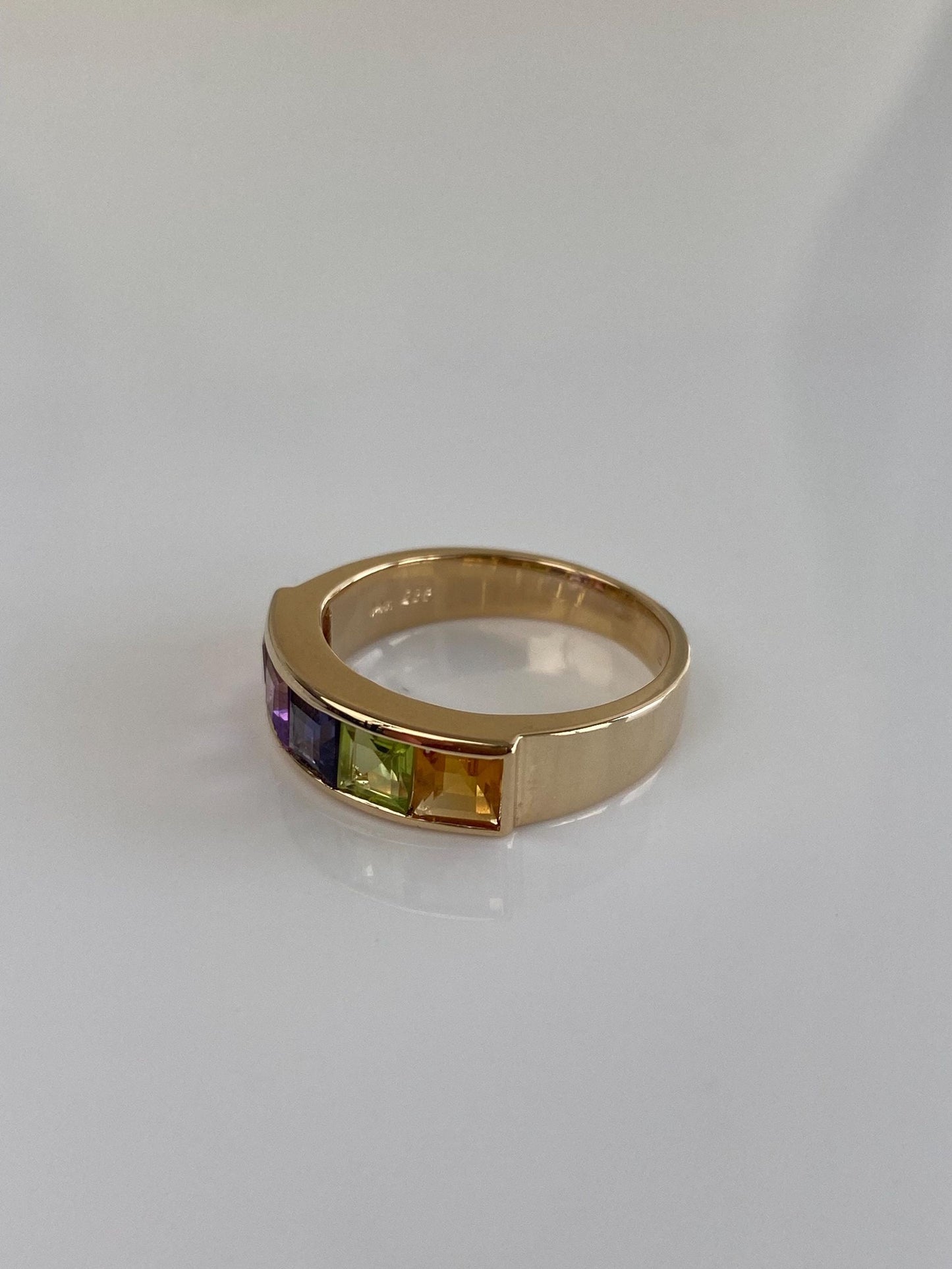 Vintage Solid 14k Yellow Gold Tourmaline Amethyst Tanzanite Citrine Peridot Ring - Size 6.5