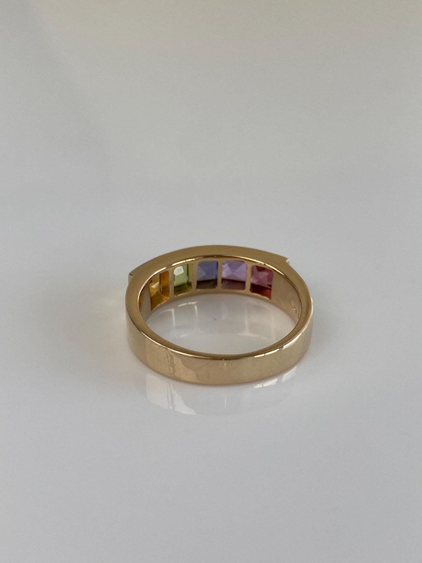 Vintage Solid 14k Yellow Gold Tourmaline Amethyst Tanzanite Citrine Peridot Ring - Size 6.5