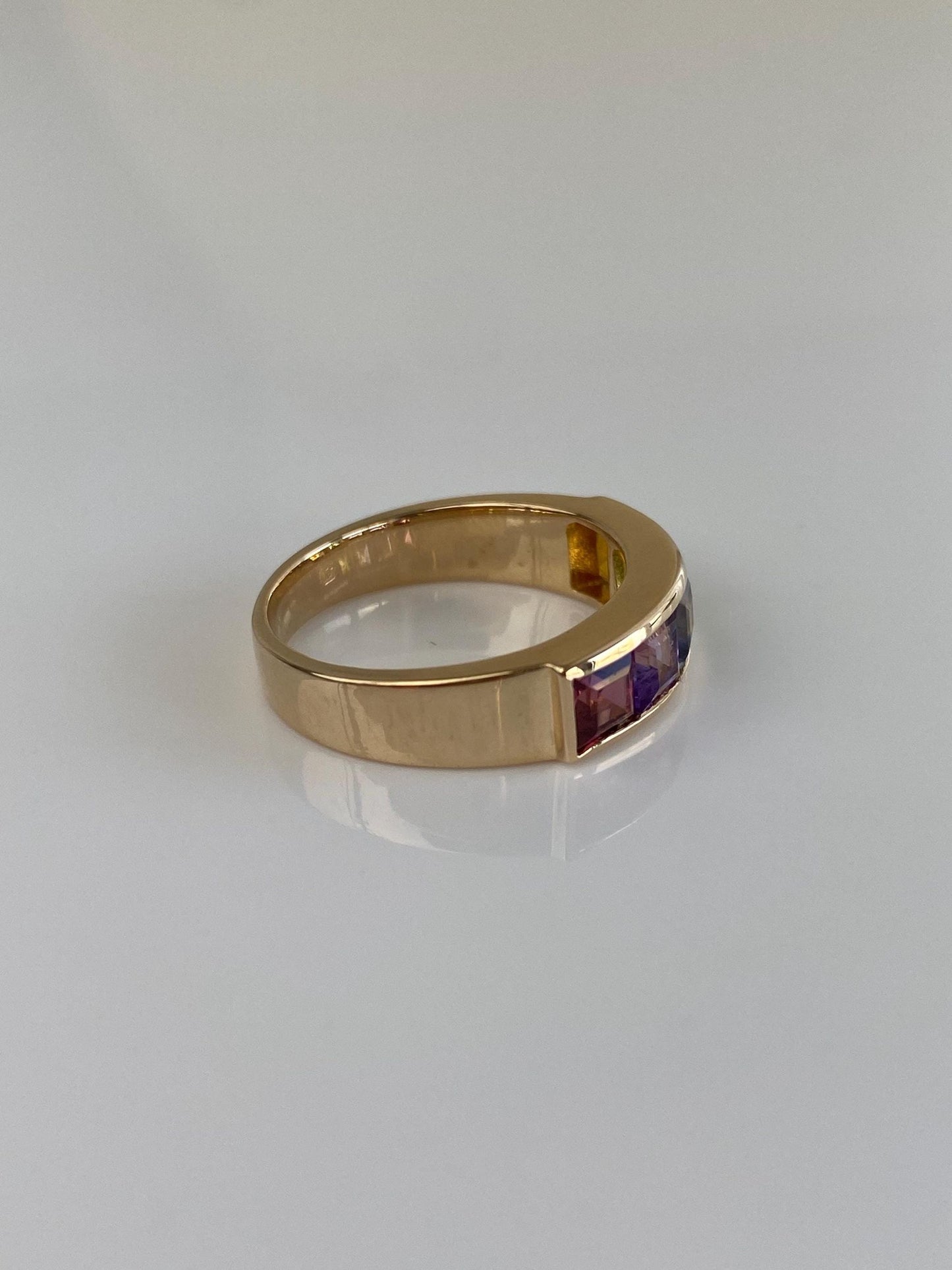 Vintage Solid 14k Yellow Gold Tourmaline Amethyst Tanzanite Citrine Peridot Ring - Size 6.5