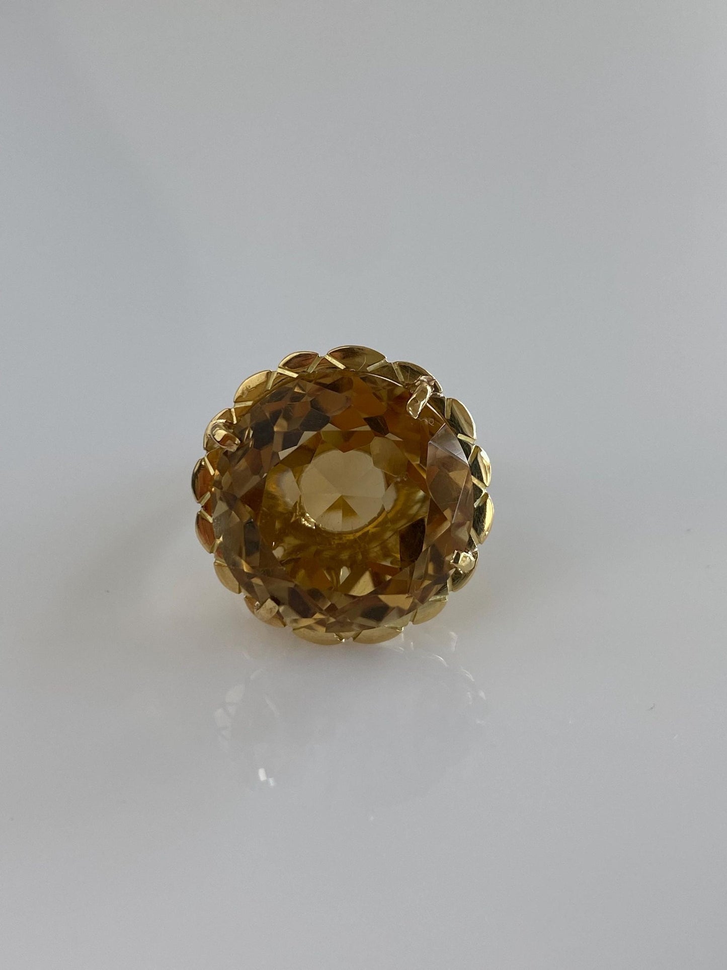 Vintage Solid 18k Yellow Gold Smokey Quartz Ring - Size 5.25