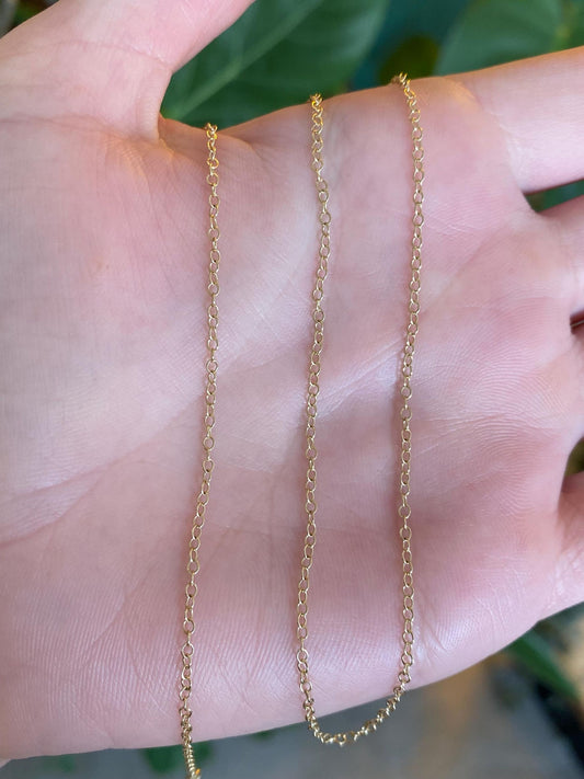 Vintage Solid 14k Yellow Gold Rolo Chain Necklace - 17 inches